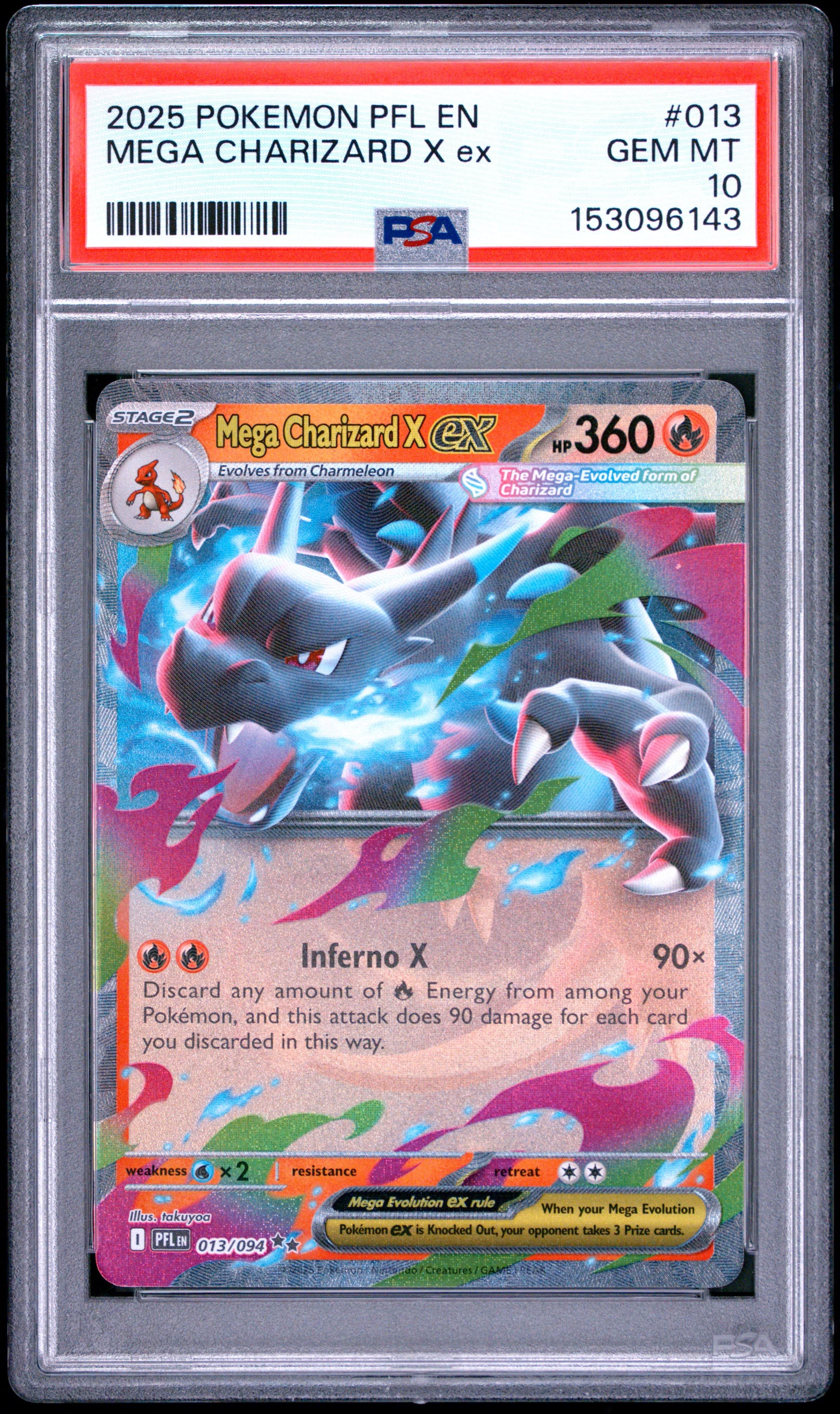 2025 POKEMON PFL EN-PHANTASMAL FLAMES MEGA CHARIZARD X ex #013 GEM MT 10 153096143