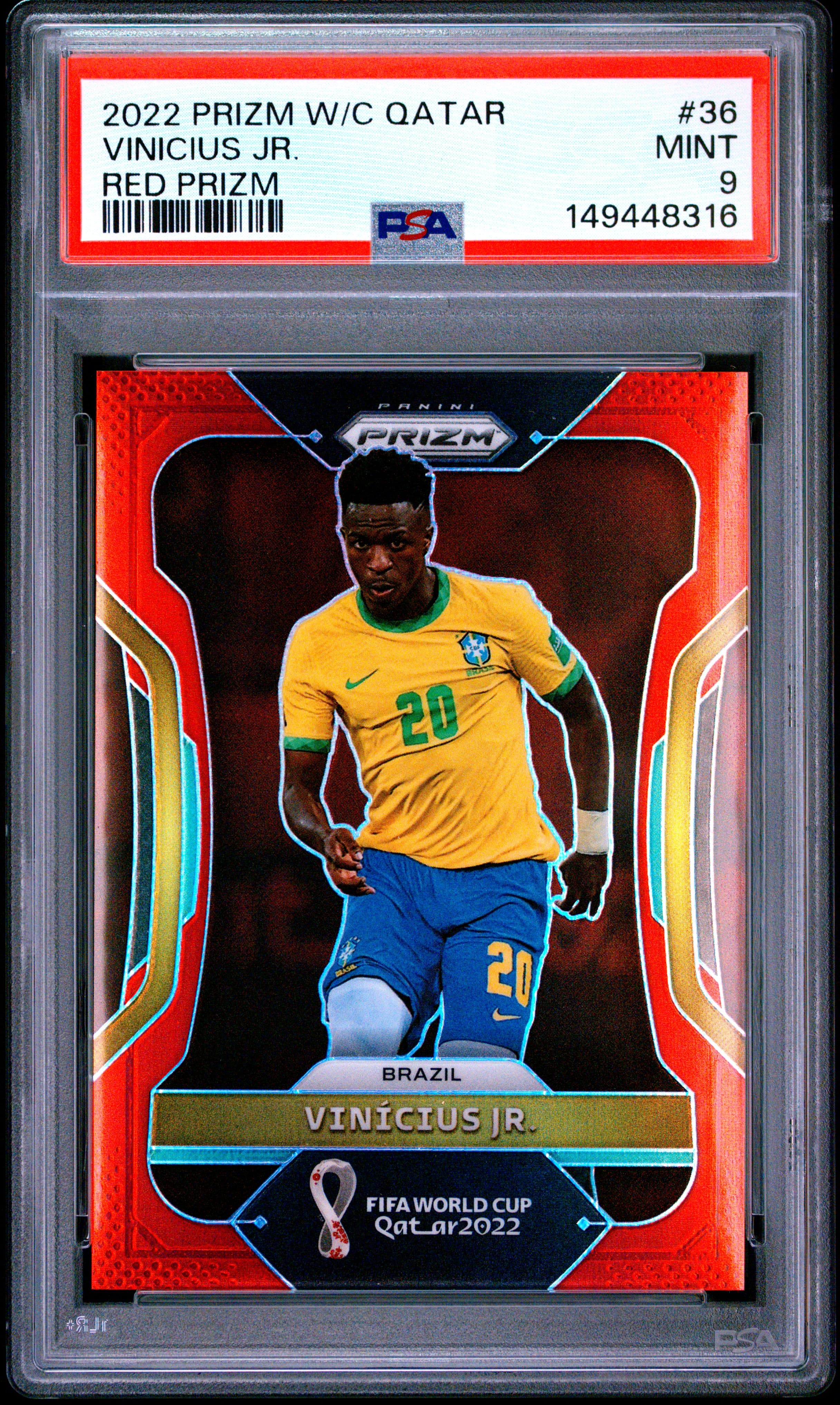 2022 PANINI PRIZM WORLD CUP QATAR VINICIUS JR. #36 RED PRIZM MINT 9 149448316