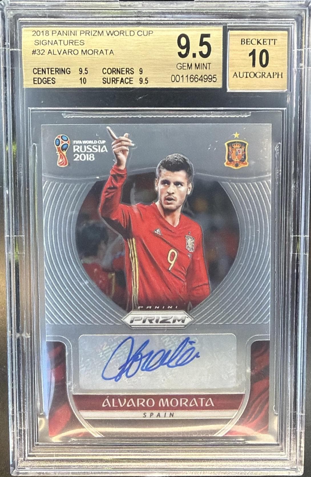 2018 Panini Prizm World Cup Alvaro Morata Signatures #32 BGS 9.5