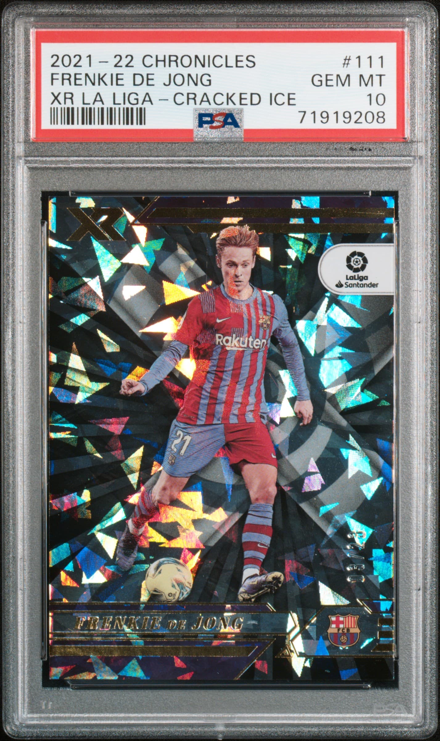 2021-22 PANINI CHRONICLES FRENKIE DE JONG #111 XR LA LIGA-CRACKED ICE GEM MT 10 71919208
