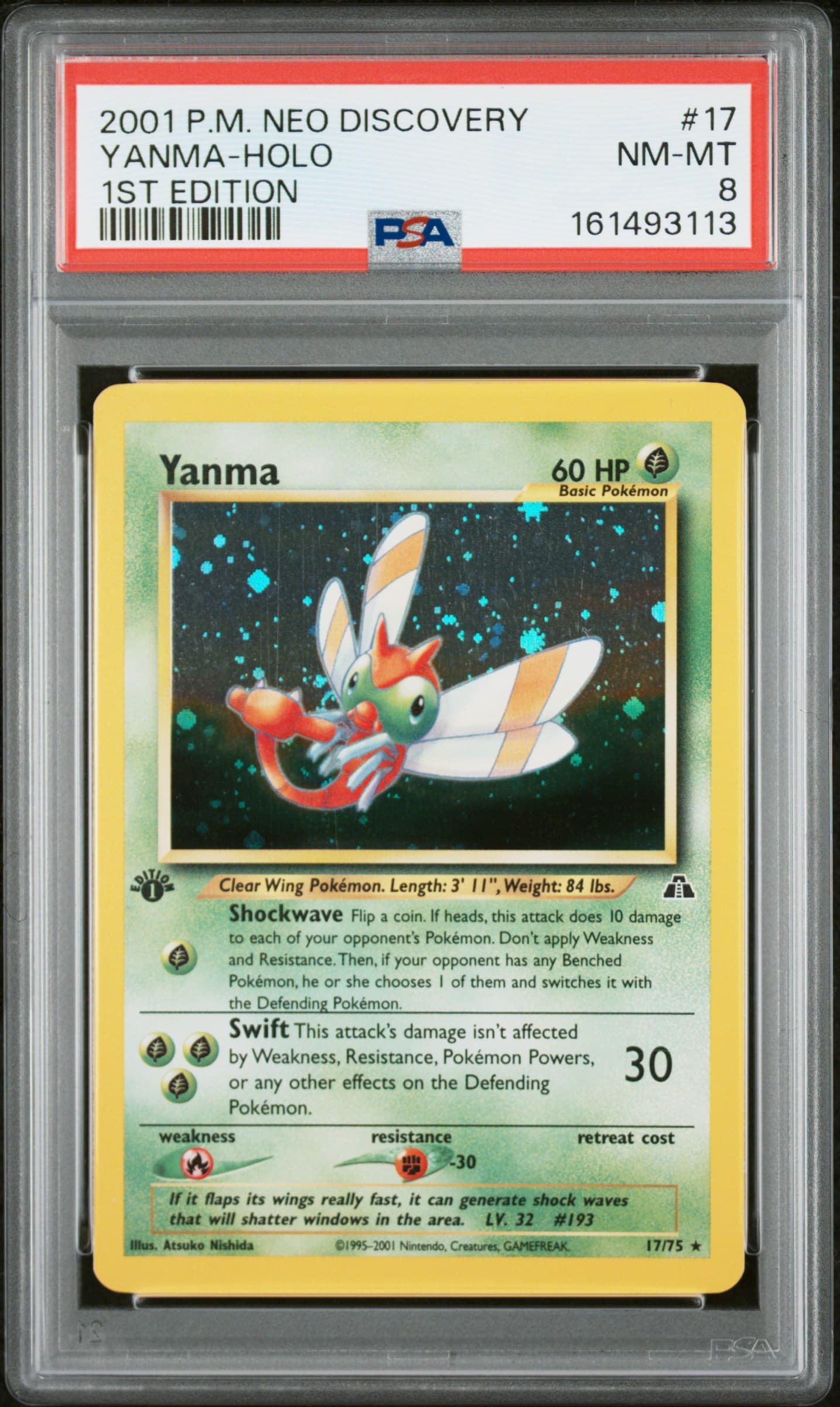 2001 POKEMON NEO DISCOVERY YANMA-HOLO #17 1ST EDITION NM-MT 8 161493113