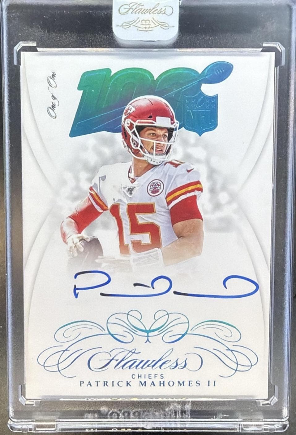 2019 Panini Flawless Patrick Mahomes II NFL 100 Platinum Auto 1/1 #NFL100-PM