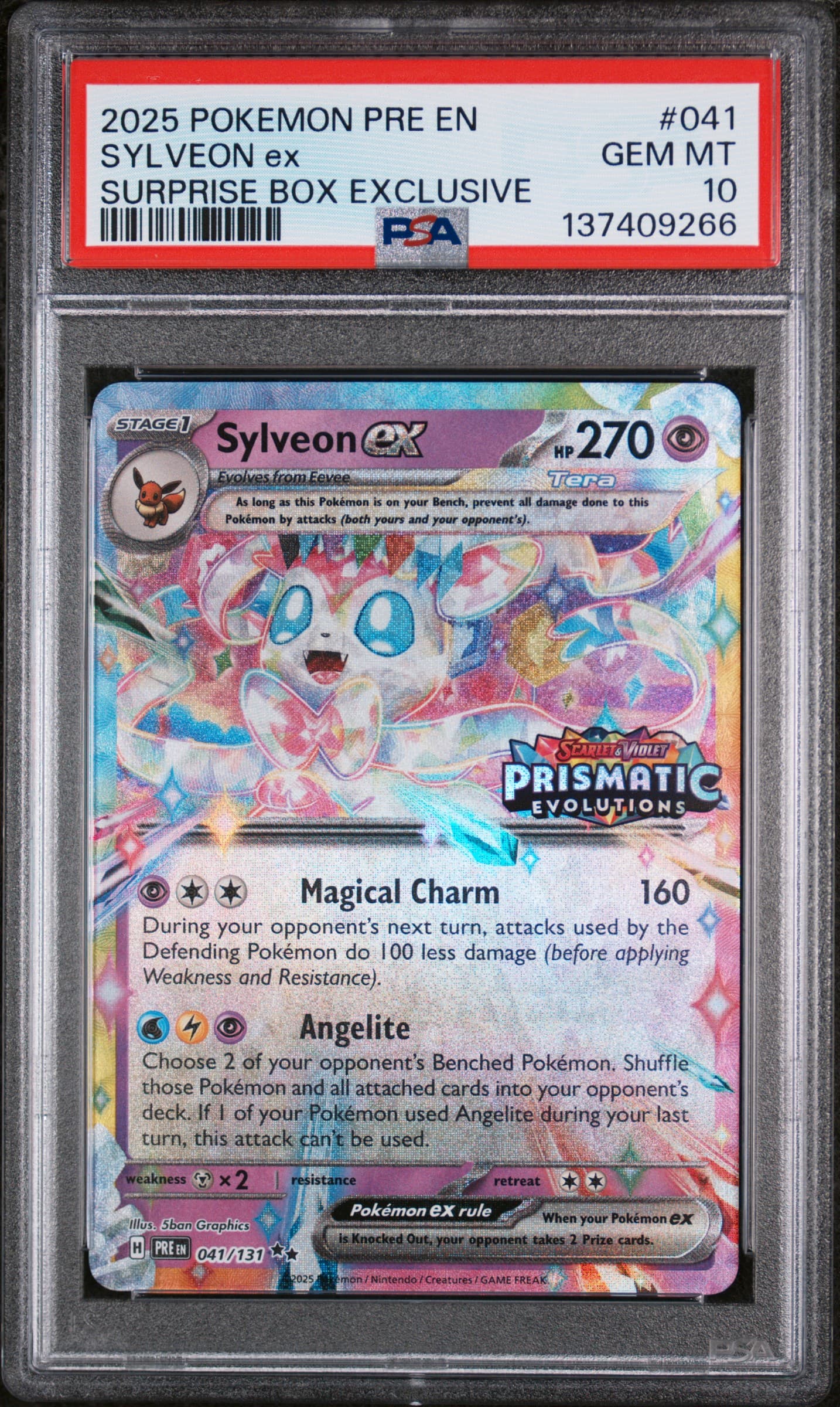 2025 POKEMON PRE EN-PRISMATIC EVOLUTIONS SYLVEON ex #041 SURPRISE BOX EXCLUSIVE GEM MT 10 137409266