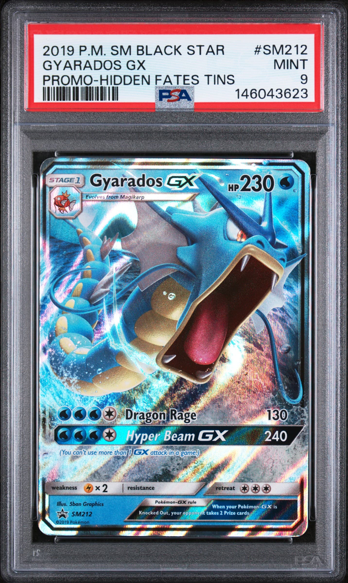 2019 POKEMON SM BLACK STAR PROMO GYARADOS GX #SM212 PROMO-HIDDEN FATES TINS MINT 9 146043623