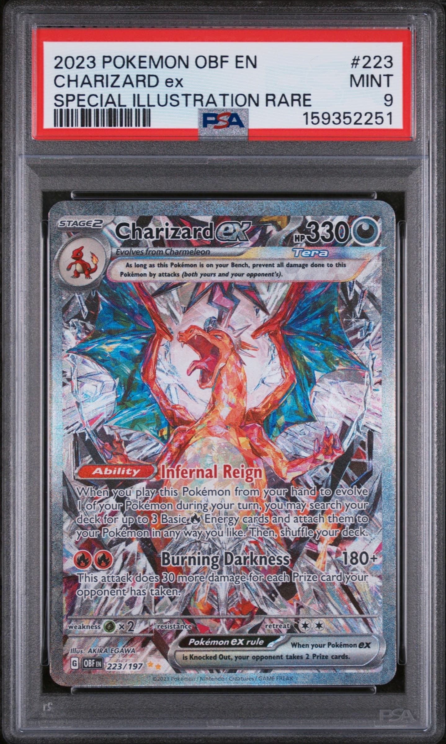 2023 POKEMON OBF EN-OBSIDIAN FLAMES CHARIZARD ex #223 SPECIAL ILLUSTRATION RARE MINT 9 159352251