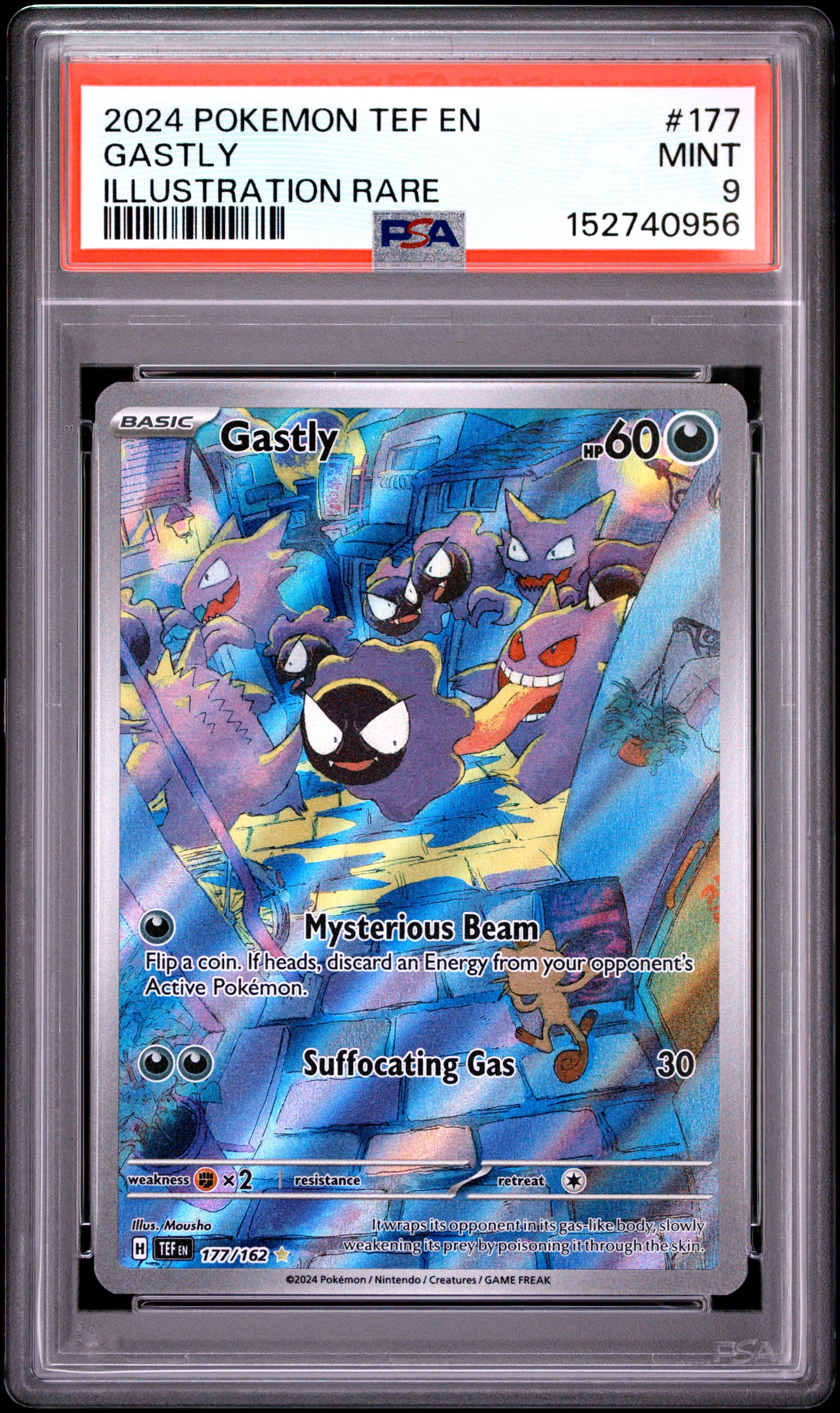 2024 POKEMON TEF EN-TEMPORAL FORCES GASTLY #177 ILLUSTRATION RARE MINT 9 152740956