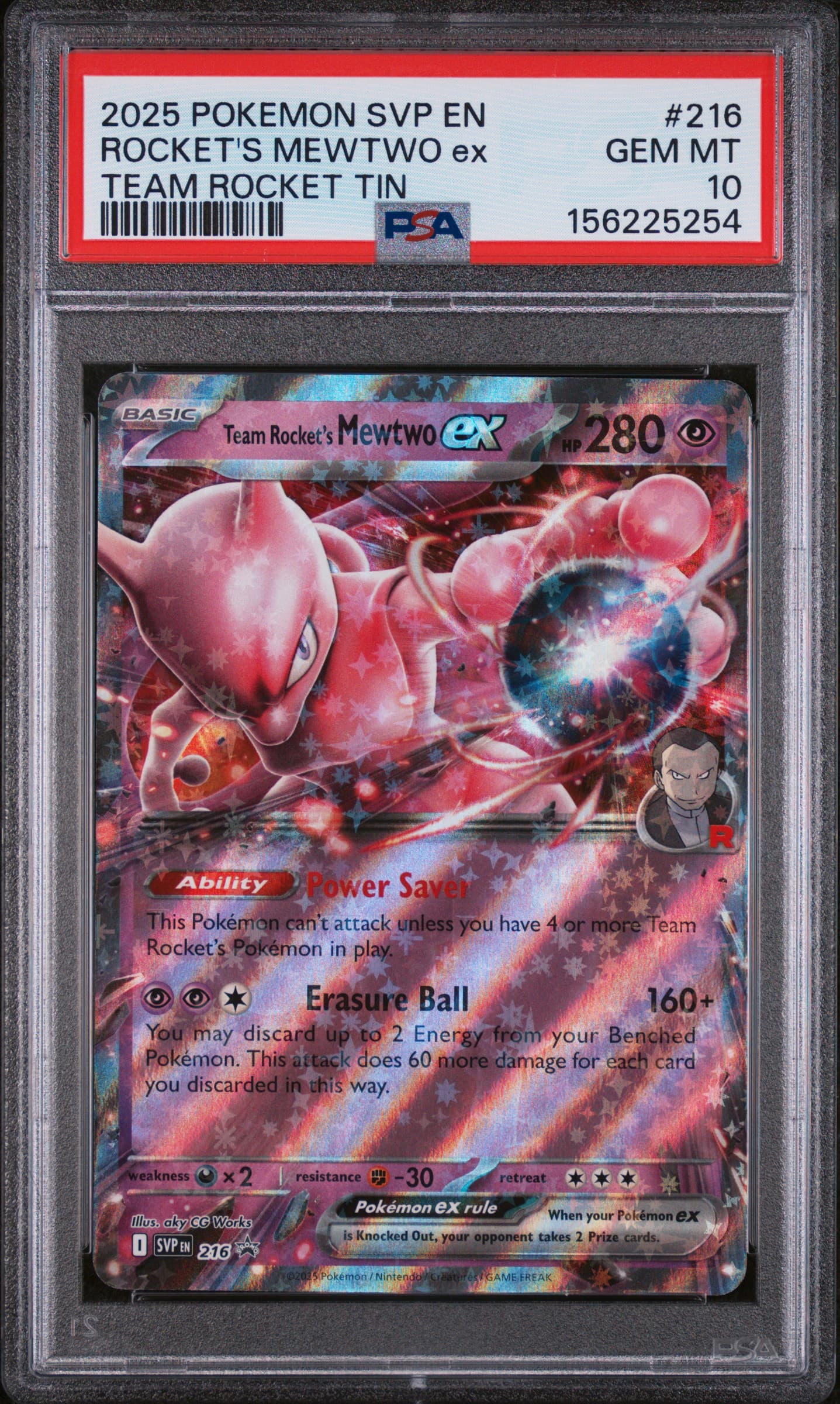 2025 POKEMON SVP EN-SV BLACK STAR PROMO ROCKET'S MEWTWO ex #216 TEAM ROCKET TIN GEM MT 10 156225254
