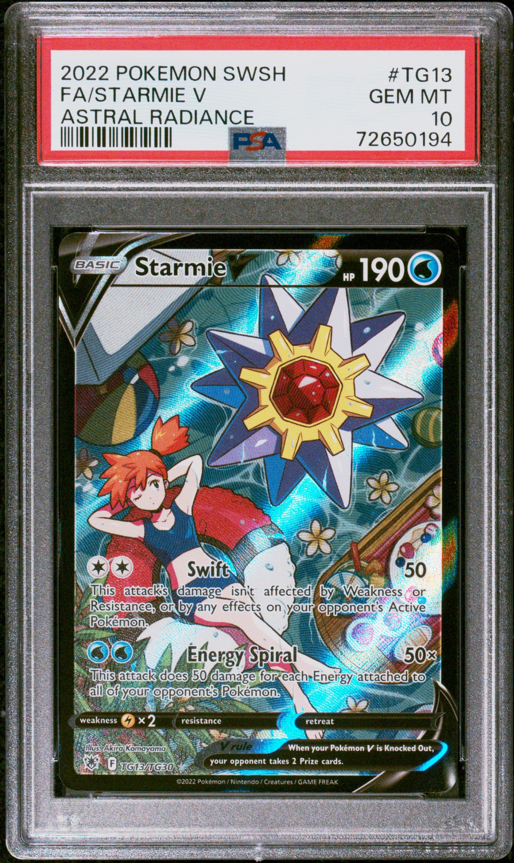 2022 POKEMON SWORD & SHIELD ASTRAL RADIANCE FA/STARMIE V #TG13 ASTRAL RADIANCE GEM MT 10 72650194