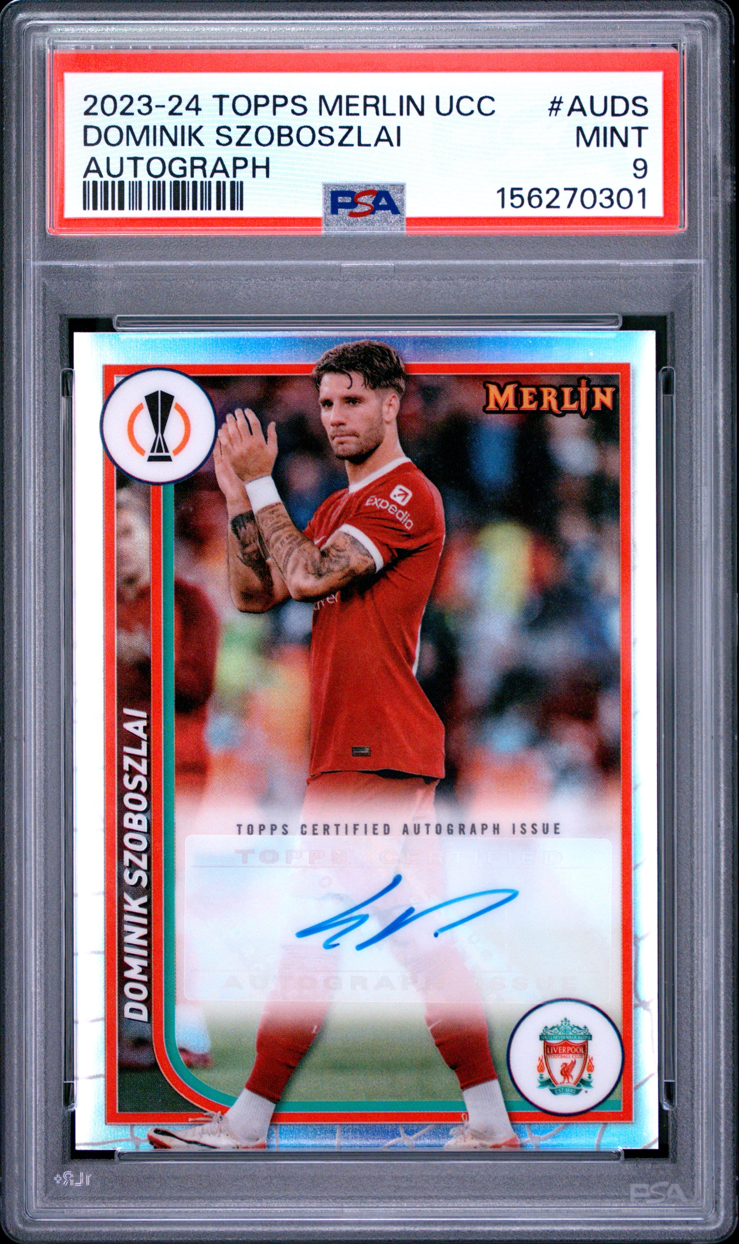 2023-24 TOPPS MERLIN UEFA CLUB COMPETITIONS AUTOGRAPHS DOMINIK SZOBOSZLAI #AUDS MINT 9 156270301