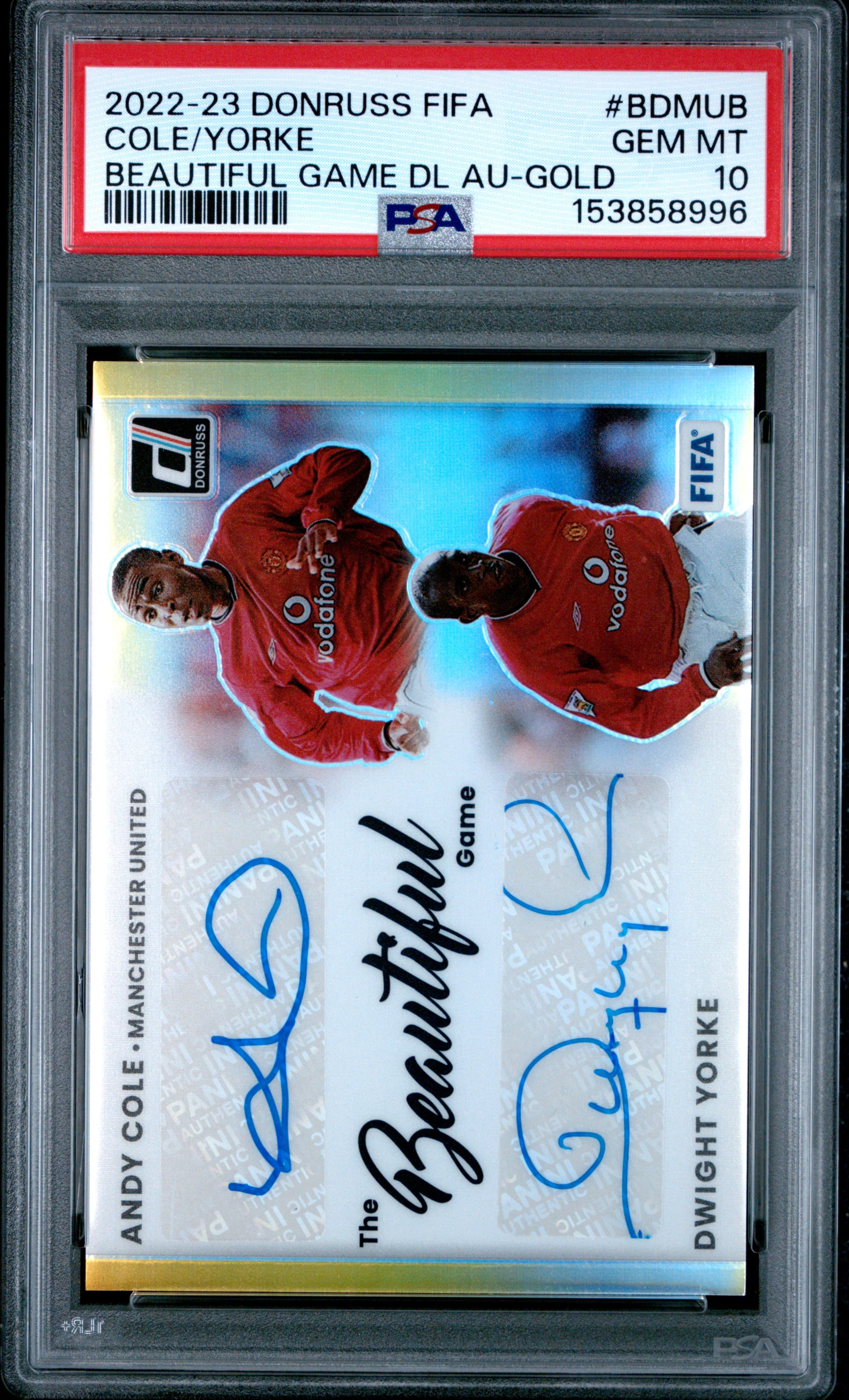 2022 PANINI DONRUSS FIFA THE BEAUTIFUL GAME DUAL AUTOGRAPHS COLE/YORKE #BDMUB BEAUTIFUL GAME DL AU-GOLD GEM MT 10 153858996