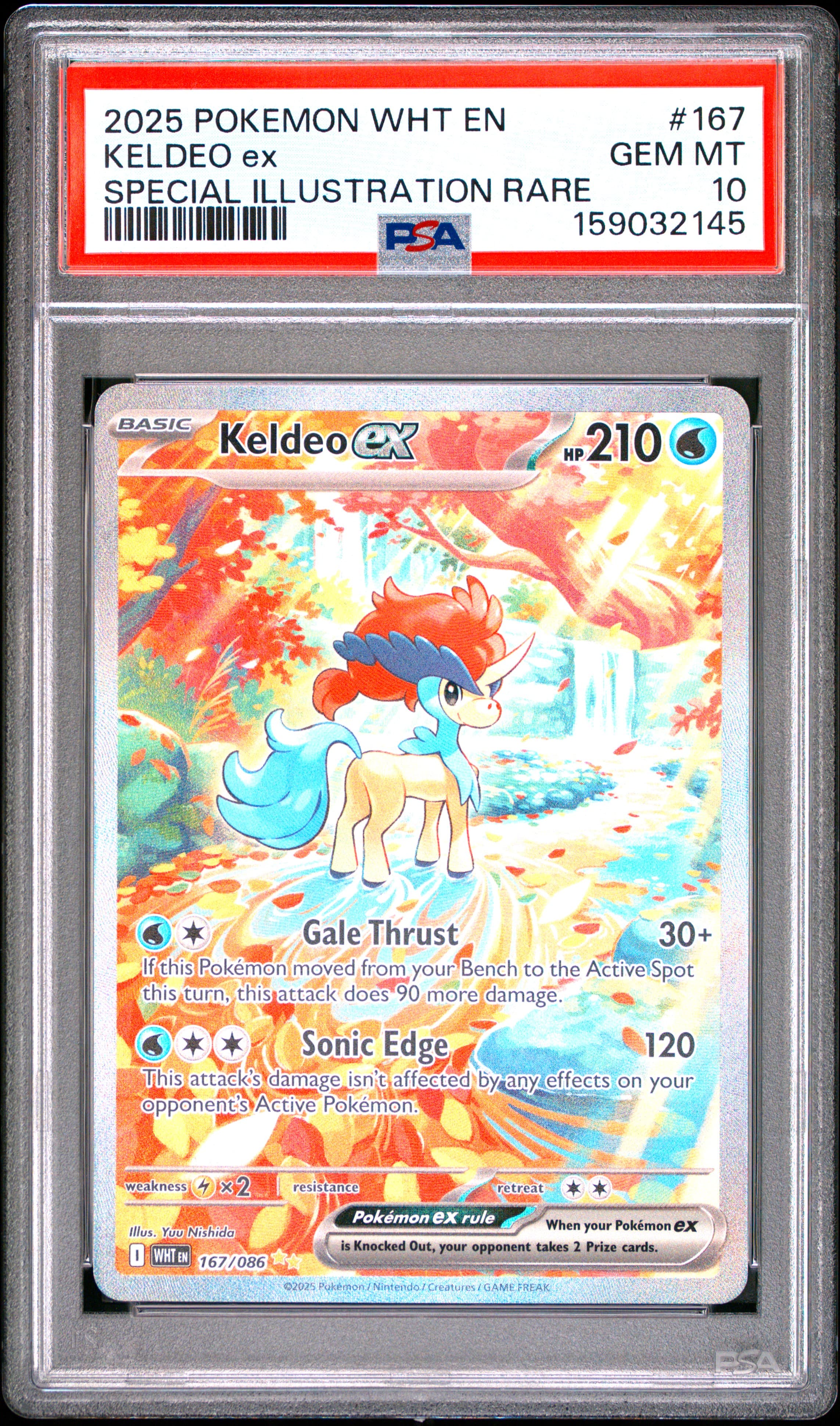 2025 POKEMON WHT EN-WHITE FLARE KELDEO ex #167 SPECIAL ILLUSTRATION RARE GEM MT 10 159032145
