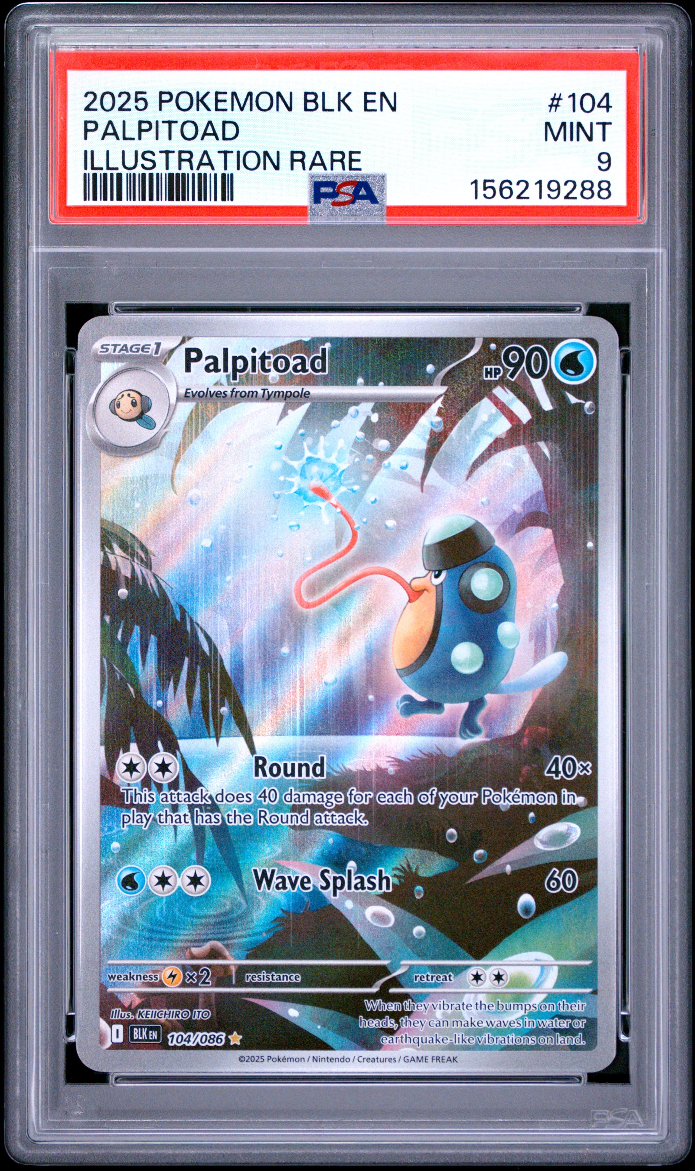 2025 POKEMON BLK EN-BLACK BOLT PALPITOAD #104 ILLUSTRATION RARE MINT 9 156219288