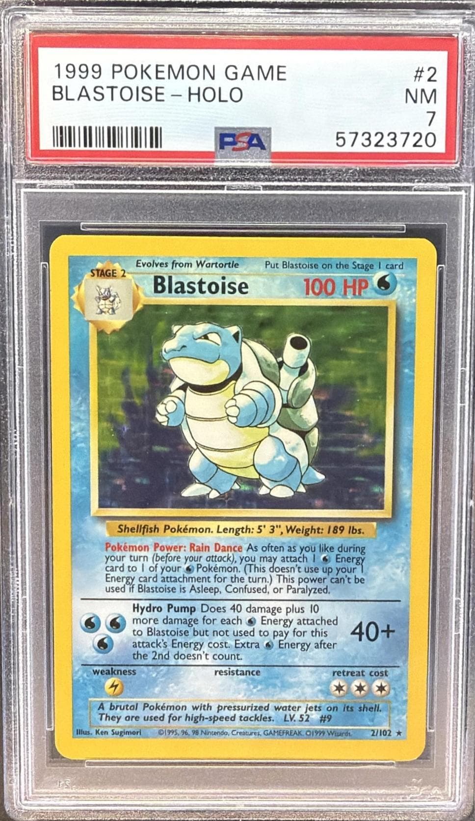 1999 POKEMON GAME BLASTOISE-HOLO #2 NM 7 57323720