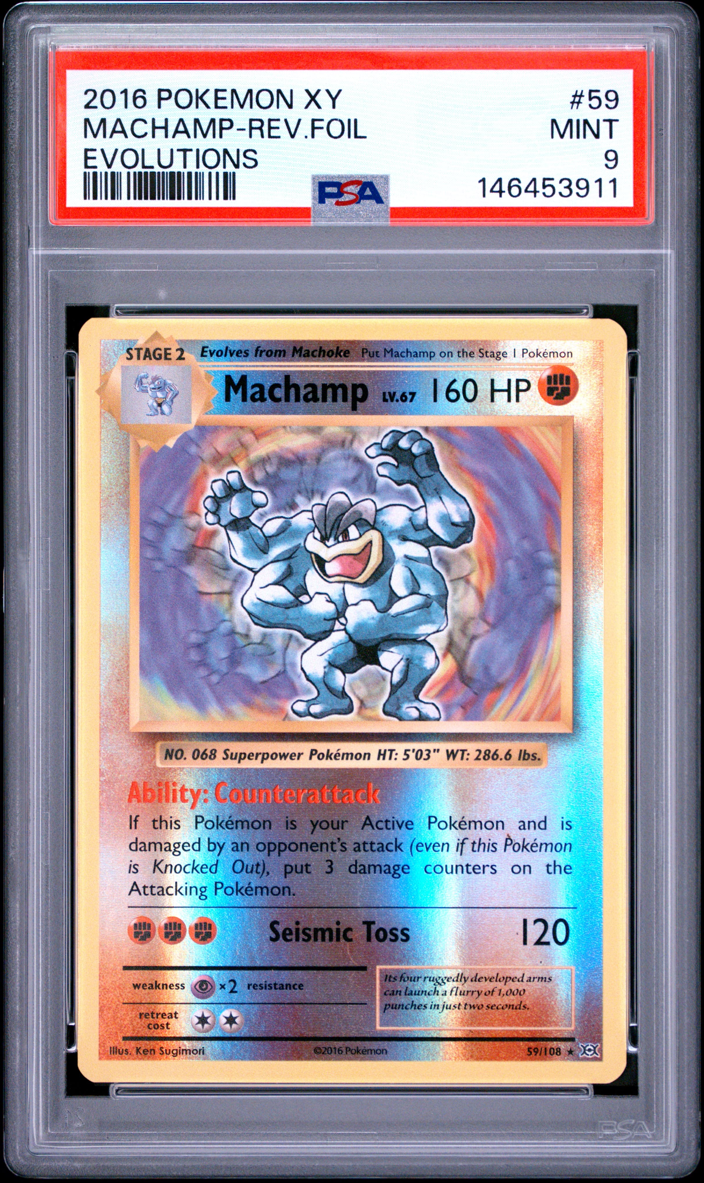 2016 POKEMON XY EVOLUTIONS MACHAMP-REV.FOIL #59 EVOLUTIONS MINT 9 146453911