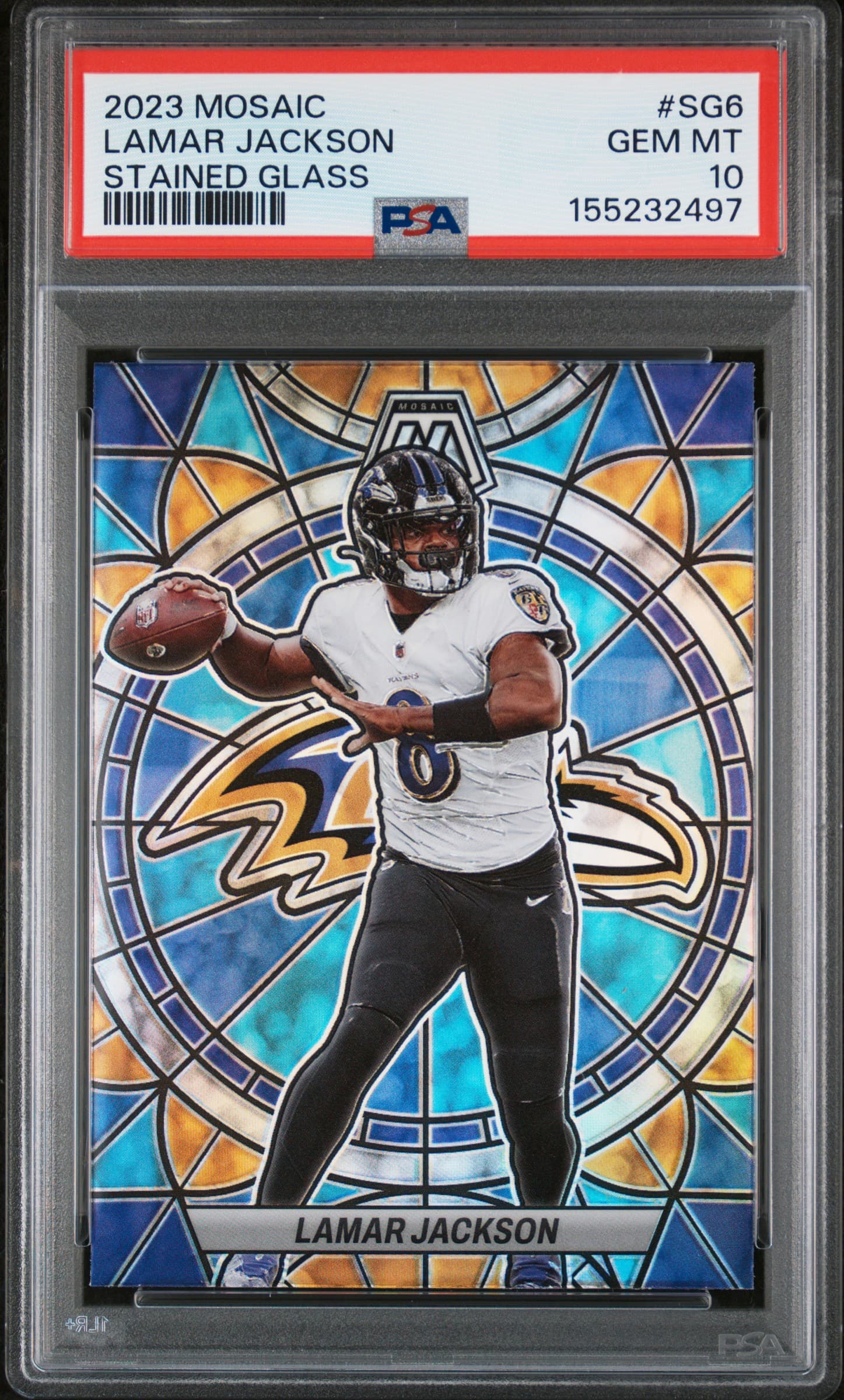 2023 PANINI MOSAIC STAINED GLASS LAMAR JACKSON #SG6 GEM MT 10 155232497