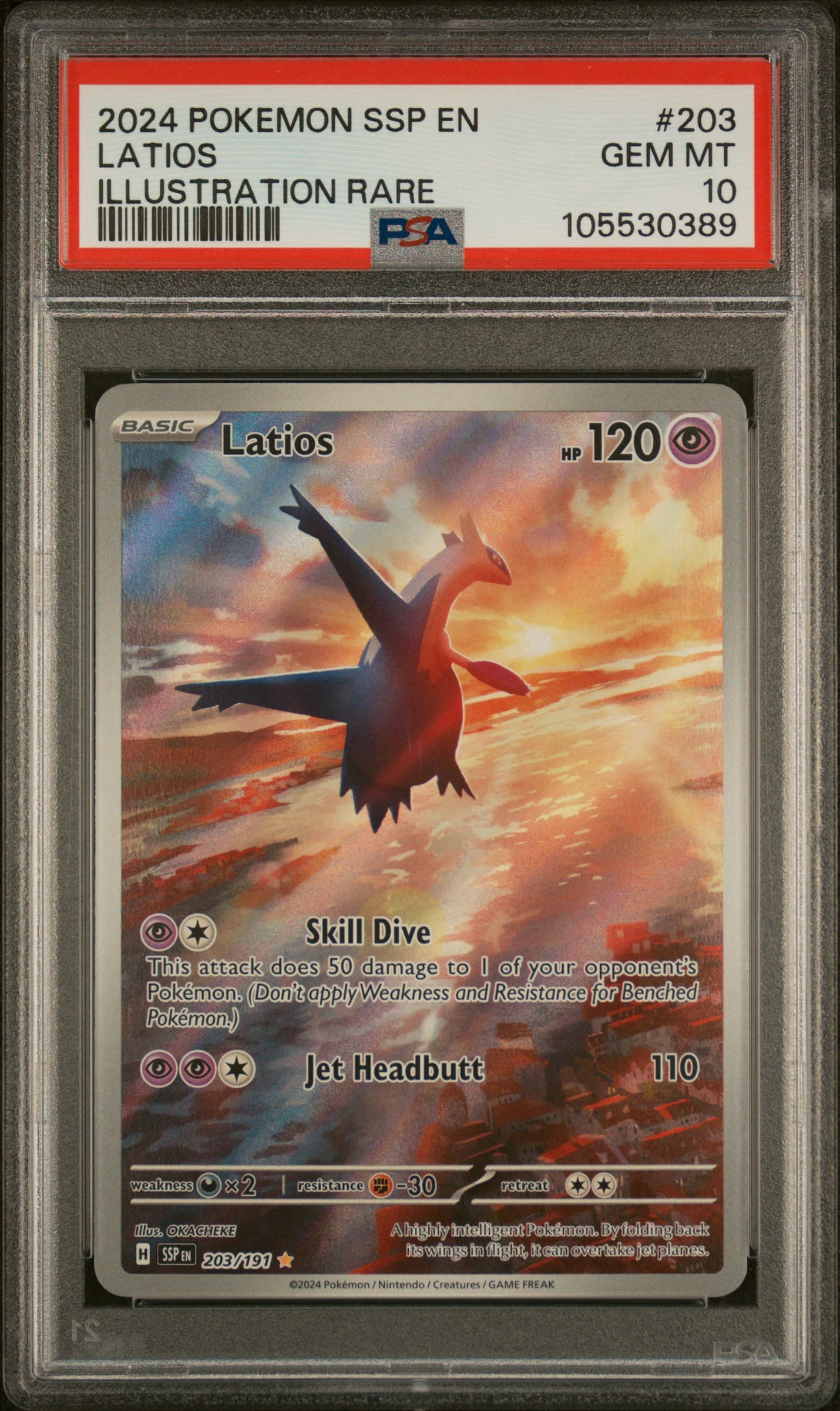 2024 POKEMON SSP EN-SURGING SPARKS LATIOS #203 ILLUSTRATION RARE GEM MT 10 105530389