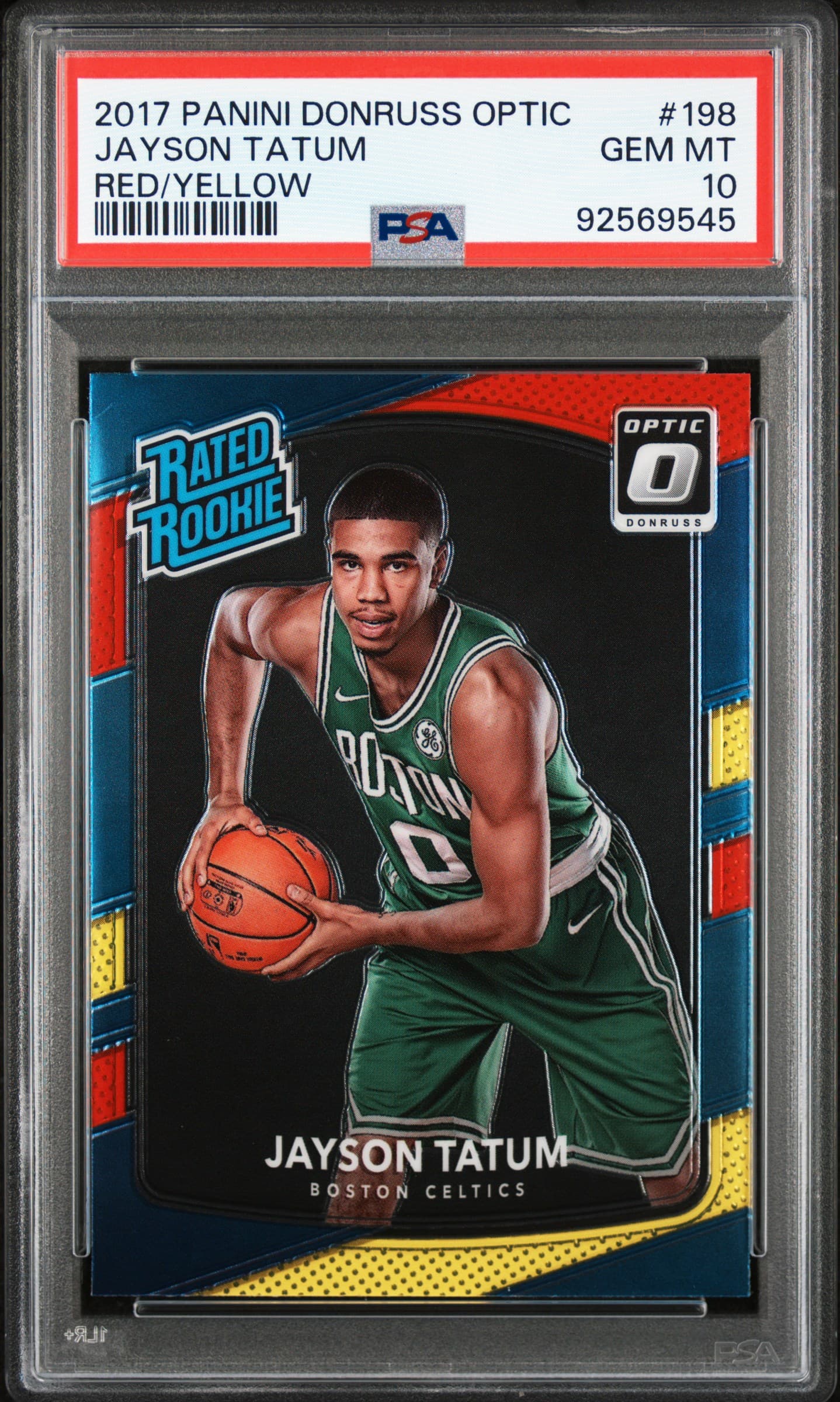 2017 PANINI DONRUSS OPTIC JAYSON TATUM #198 RED/YELLOW GEM MT 10 92569545