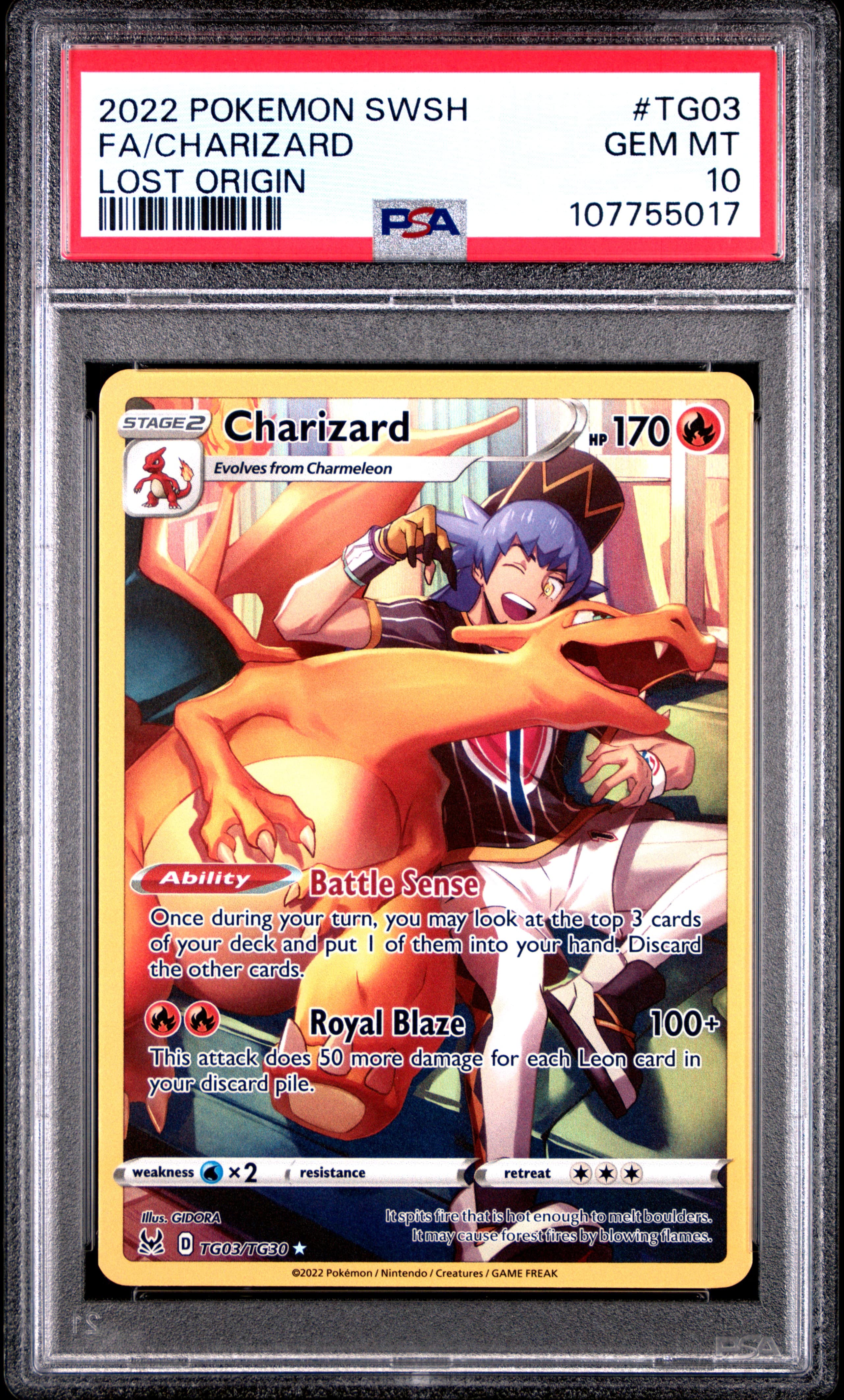 2022 POKEMON SWORD & SHIELD LOST ORIGIN FA/CHARIZARD #TG03 LOST ORIGIN GEM MT 10 107755017
