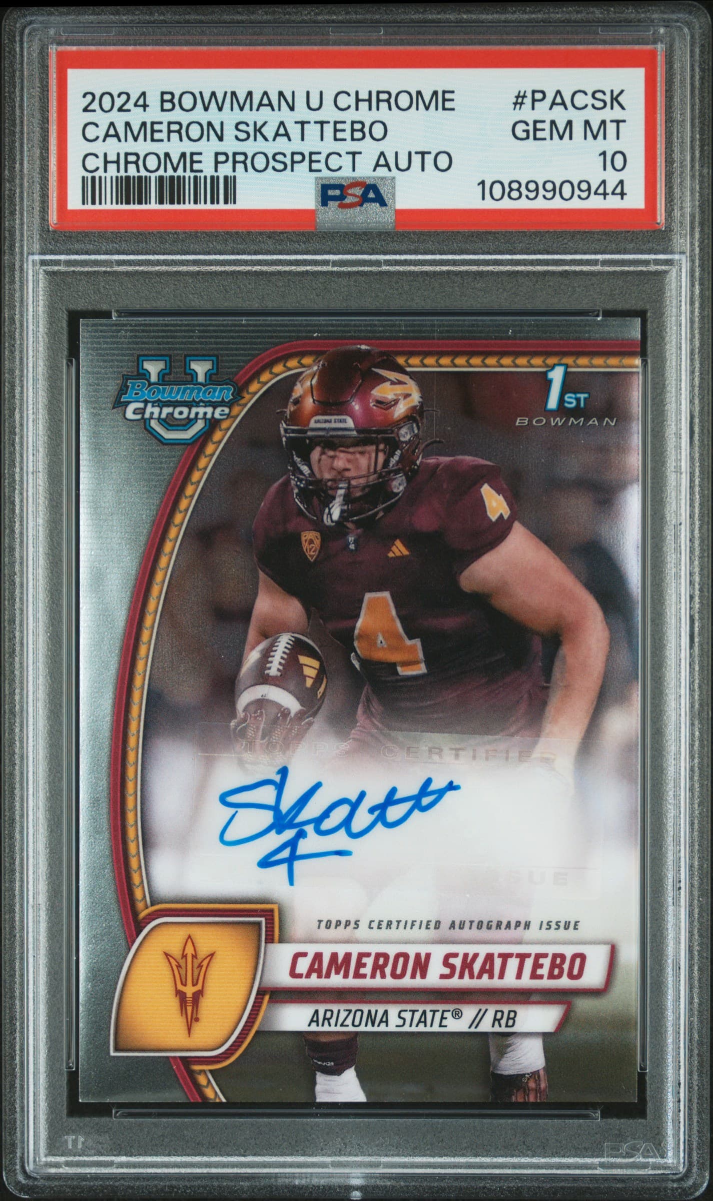 2024 BOWMAN UNIVERSITY CHROME BOWMAN CHROME PROSPECT AUTOGRAPHS CAMERON SKATTEBO #PACSK GEM MT 10 108990944