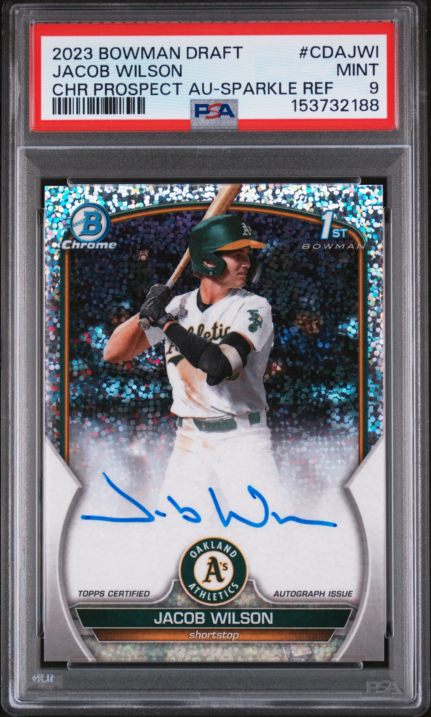 2023 BOWMAN DRAFT CHROME PROSPECT AUTOGRAPH JACOB WILSON #CDAJWI CHR PROSPECT AU-SPARKLE REF MINT 9 153732188