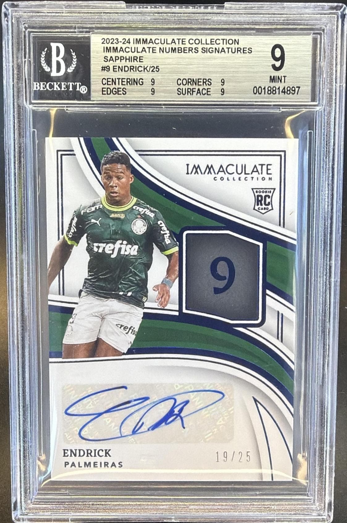 2023-24 IMMACULATE ENDRICK NUMBERS SIGNATURES SAPPHIRE /25 #IN-E BGS 9