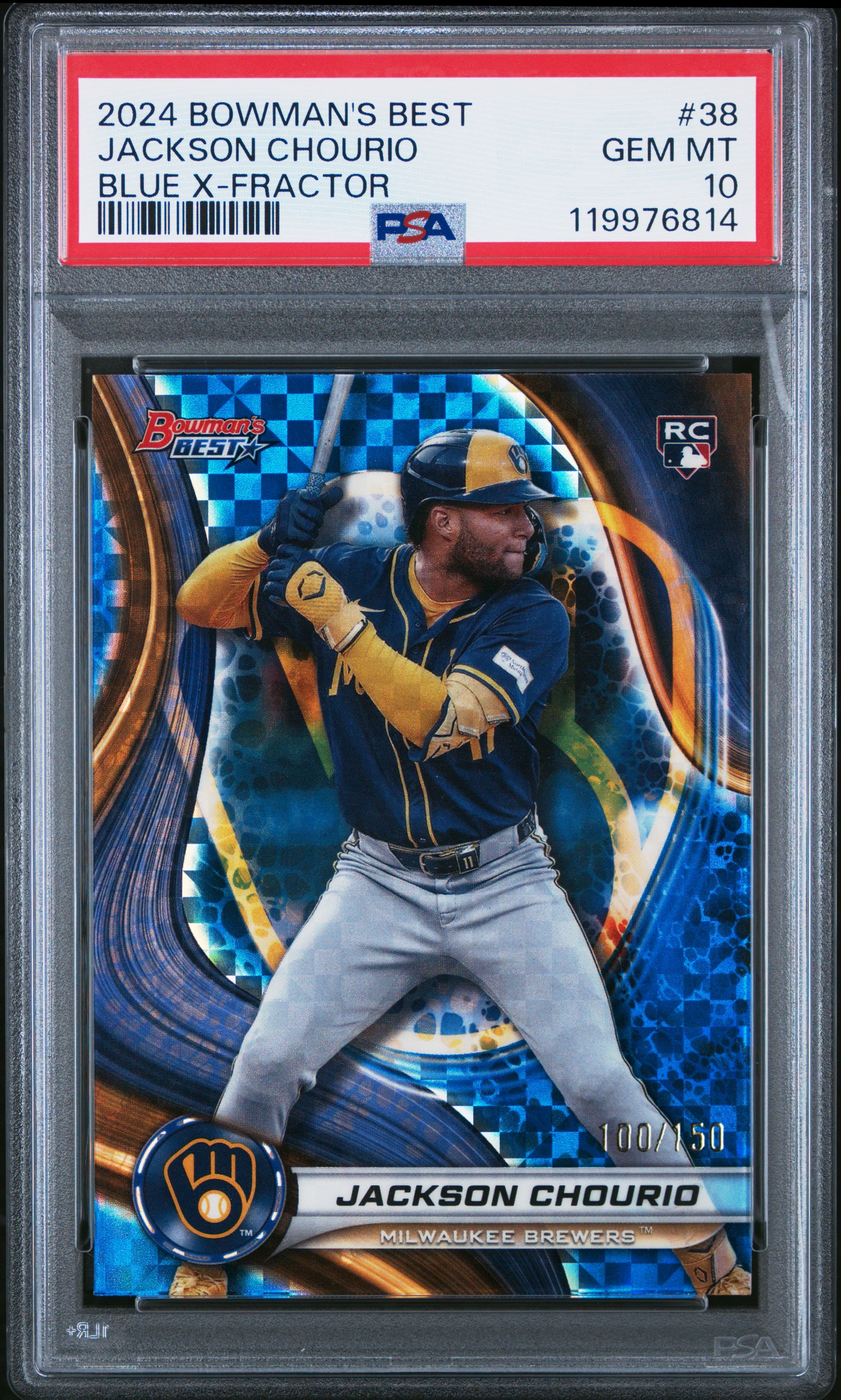 2024 BOWMAN'S BEST JACKSON CHOURIO #38 BLUE X-FRACTOR GEM MT 10 119976814
