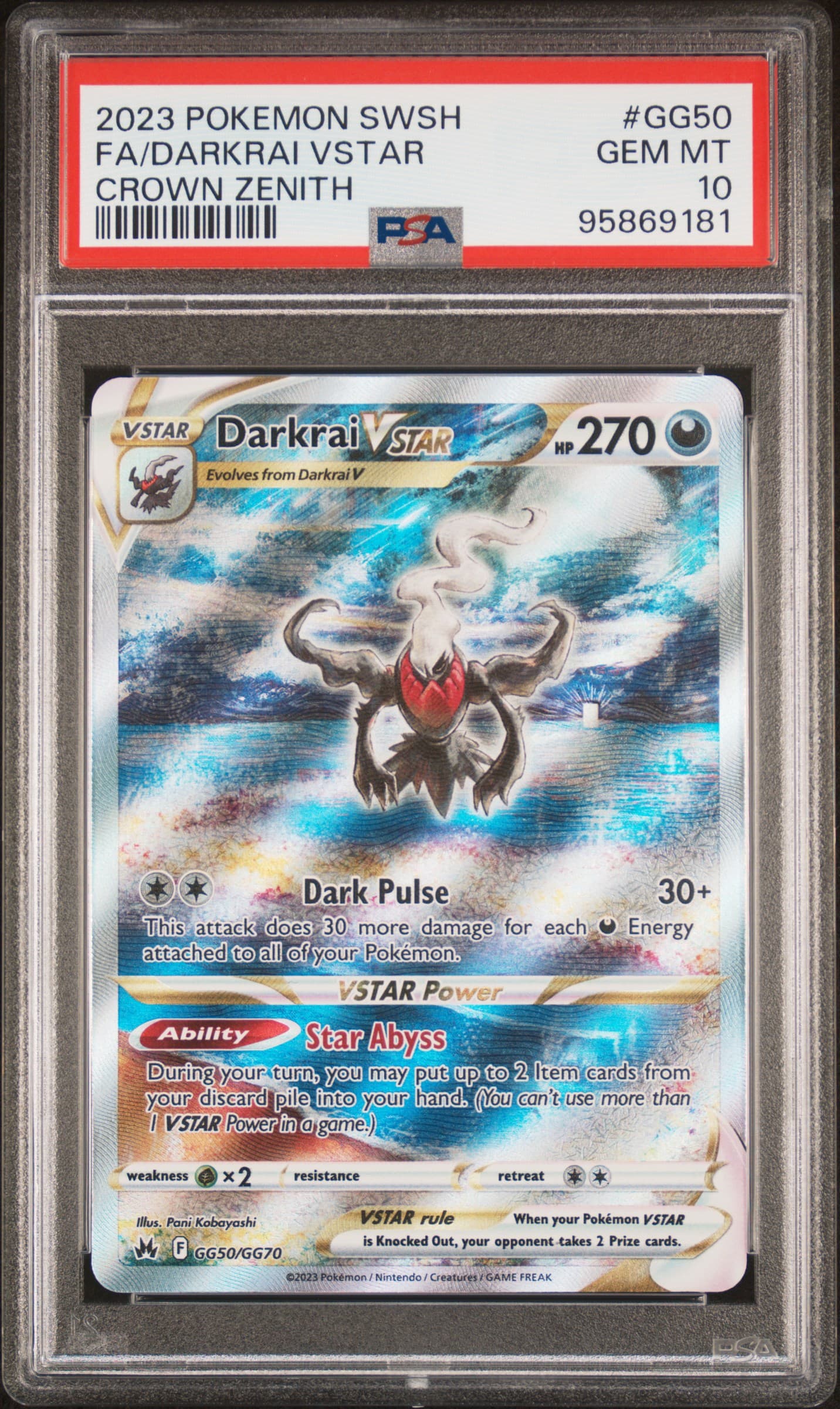 2023 POKEMON SWORD AND SHIELD CROWN ZENITH FA/DARKRAI VSTAR #GG50 CROWN ZENITH GEM MT 10 95869181
