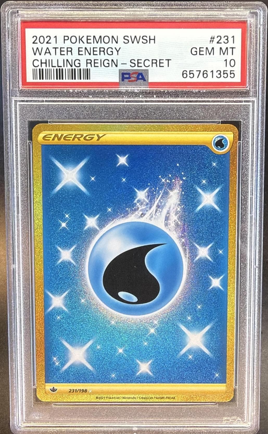 2021 POKEMON SWORD & SHIELD CHILLING REIGN WATER ENERGY #231 CHILLING REIGN-SECRET GEM MT 10 65761355
