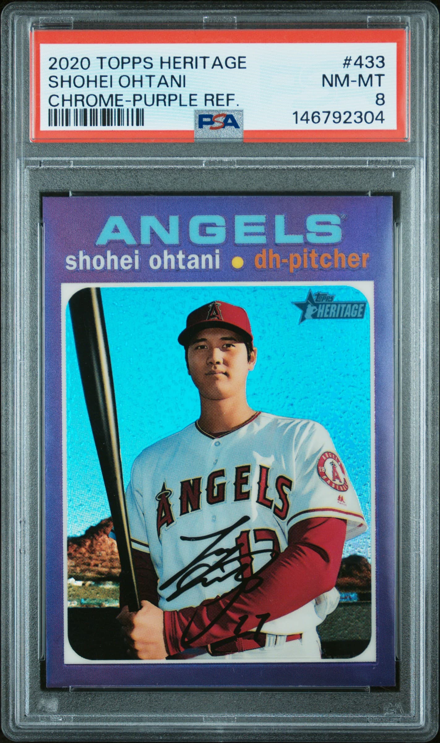 2020 TOPPS HERITAGE SHOHEI OHTANI #433 CHROME-PURPLE REF. NM-MT 8 146792304