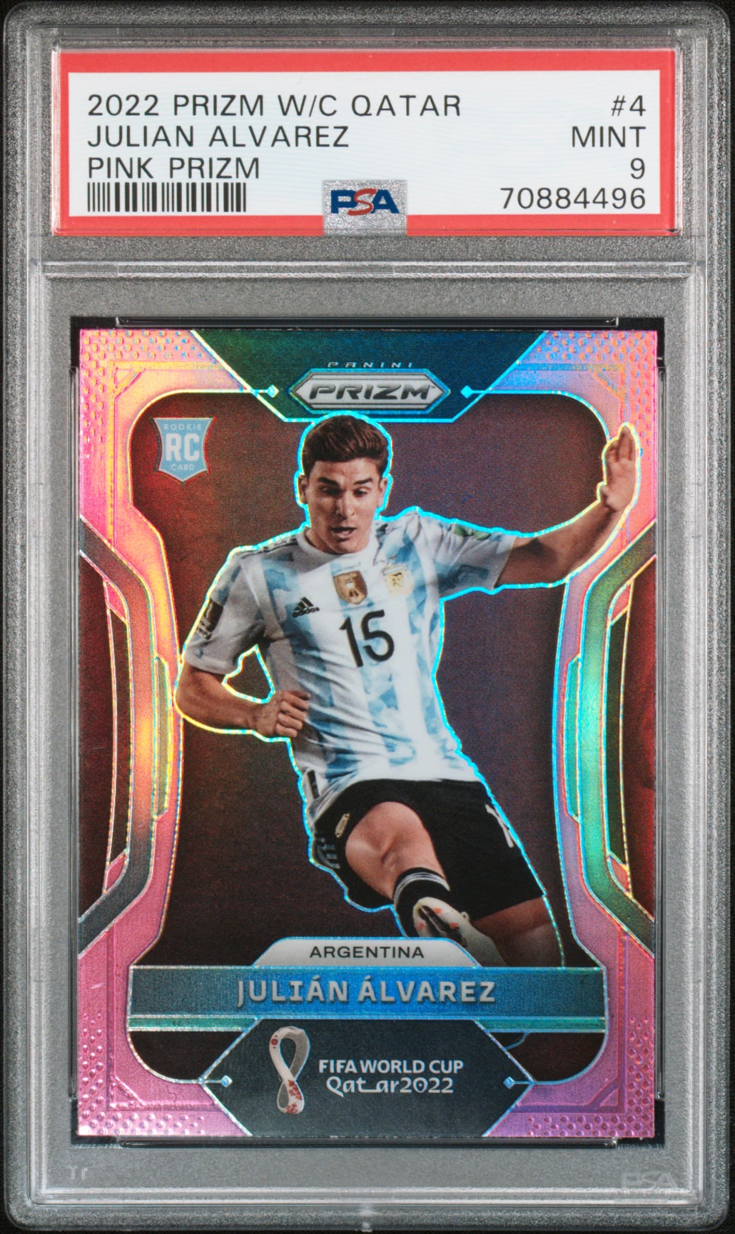 2022 PANINI PRIZM WORLD CUP QATAR JULIAN ALVAREZ #4 PINK PRIZM MINT 9 70884496
