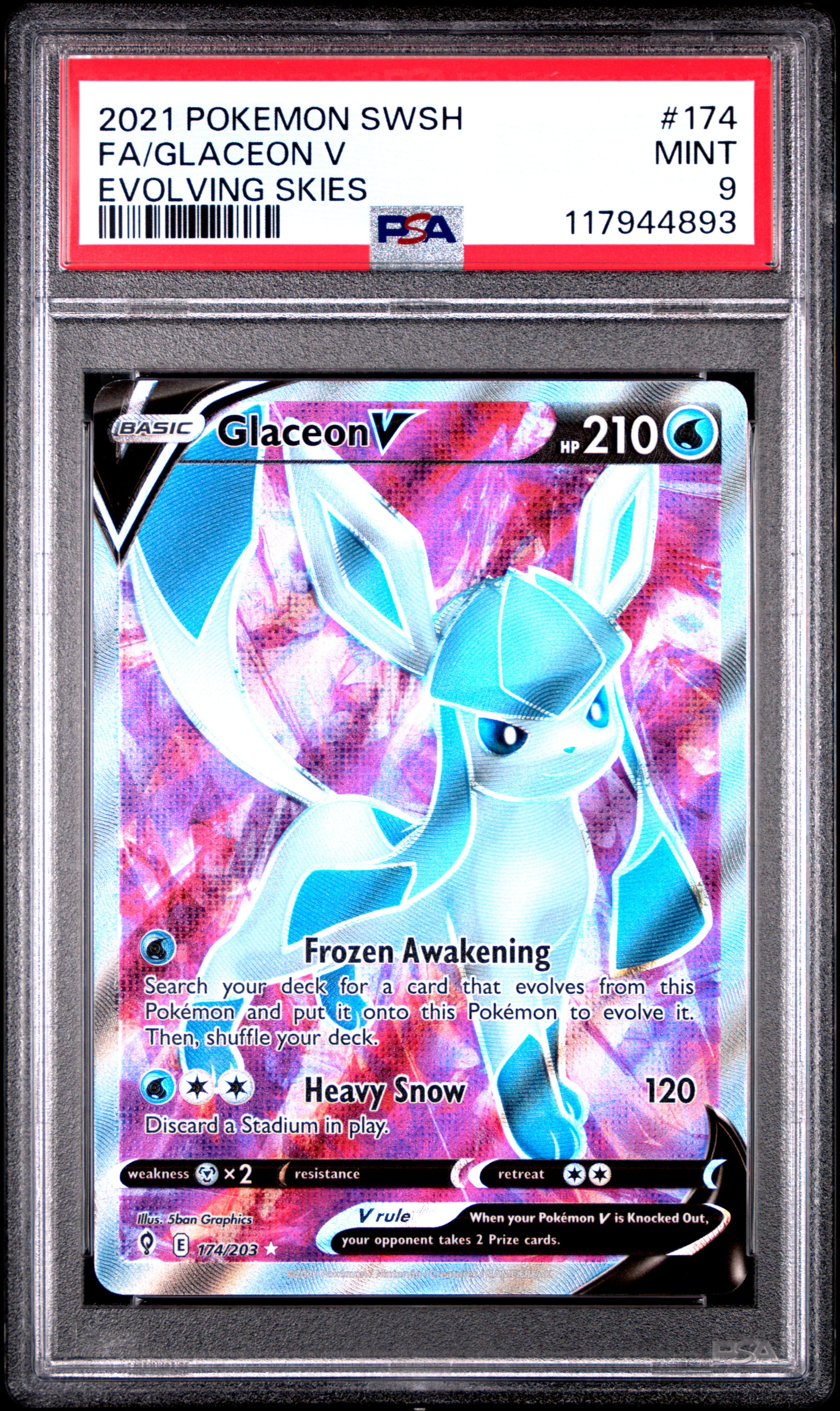 2021 POKEMON SWORD & SHIELD EVOLVING SKIES FA/GLACEON V #174 EVOLVING SKIES MINT 9 117944893