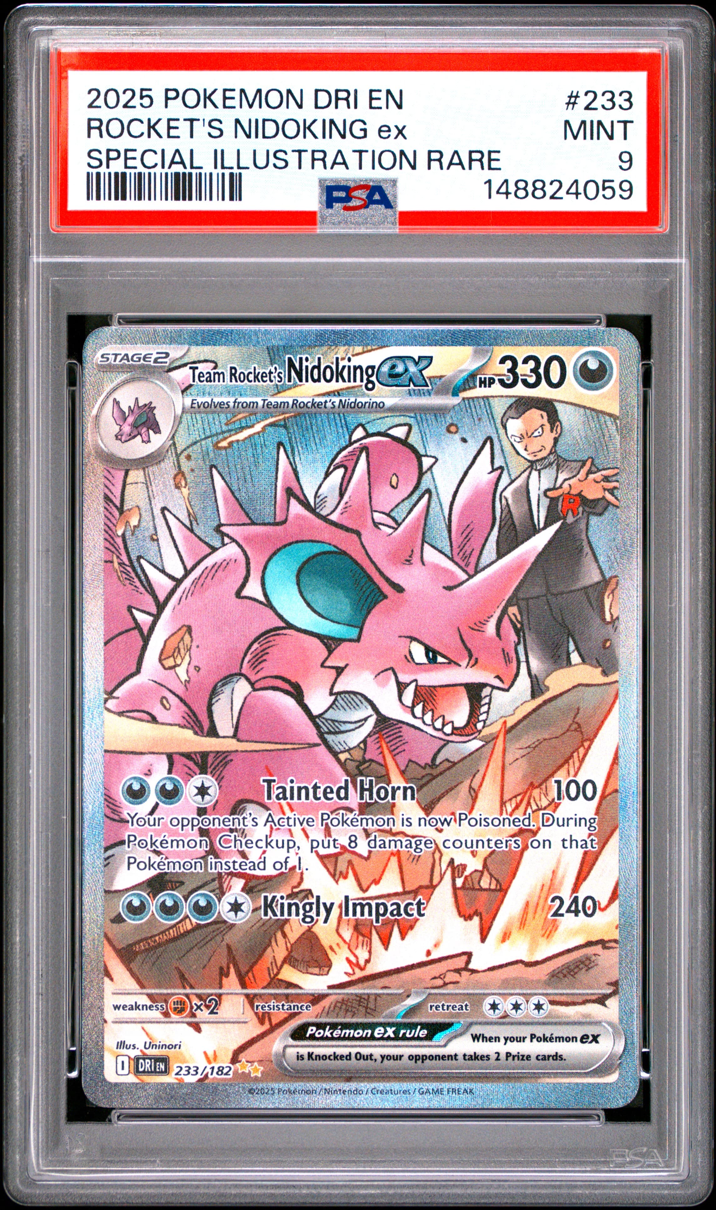 2025 POKEMON DRI EN-DESTINED RIVALS ROCKET'S NIDOKING ex #233 SPECIAL ILLUSTRATION RARE MINT 9 148824059