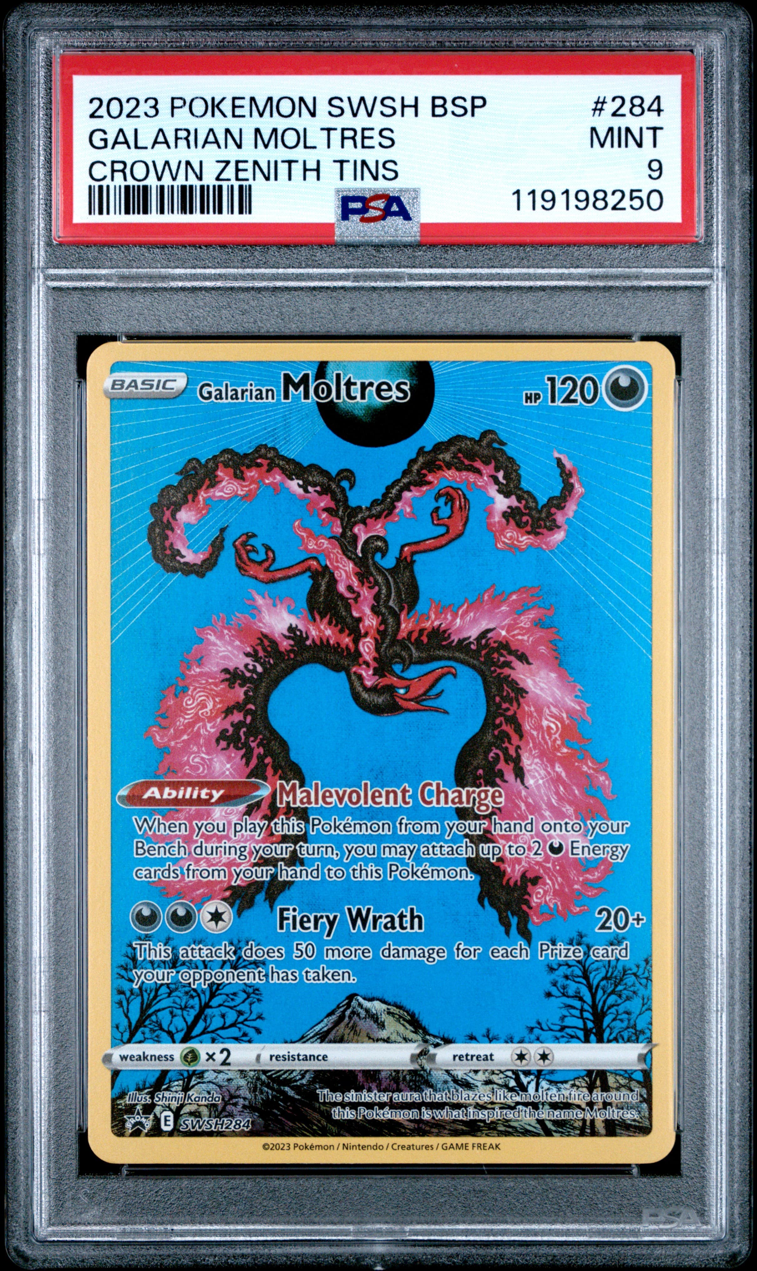 2023 POKEMON SWSH BLACK STAR PROMO GALARIAN MOLTRES #284 CROWN ZENITH TIN MINT 9 119198250