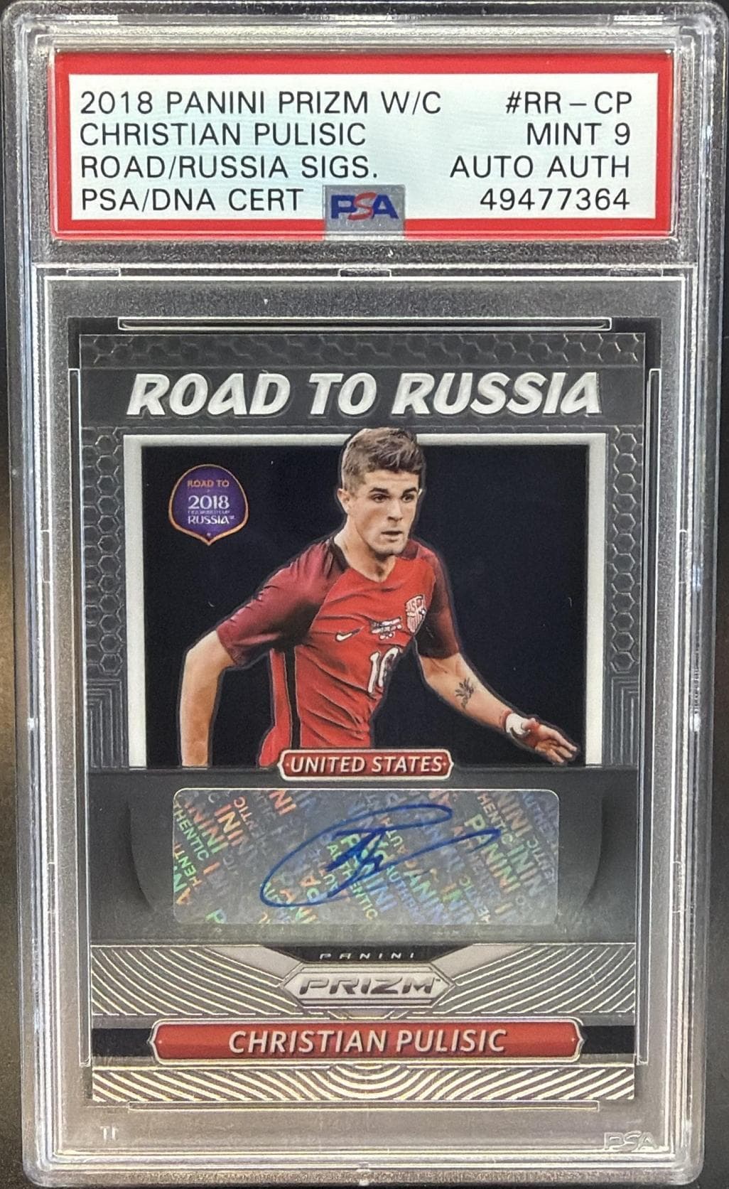 2018 PANINI PRIZM WORLD CUP ROAD TO RUSSIA SIGNATURES CHRISTIAN PULISIC #RR-CP ROAD/RUSSIA SIGS. MINT 9 49477364