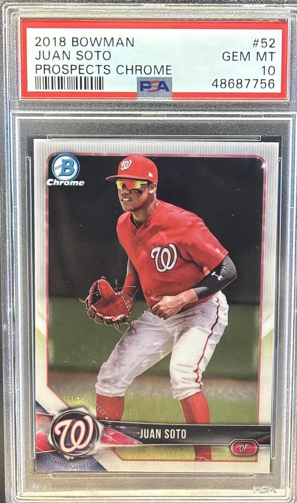2018 BOWMAN PROSPECTS CHROME JUAN SOTO #52 PROSPECTS CHROME GEM MT 10 48687756