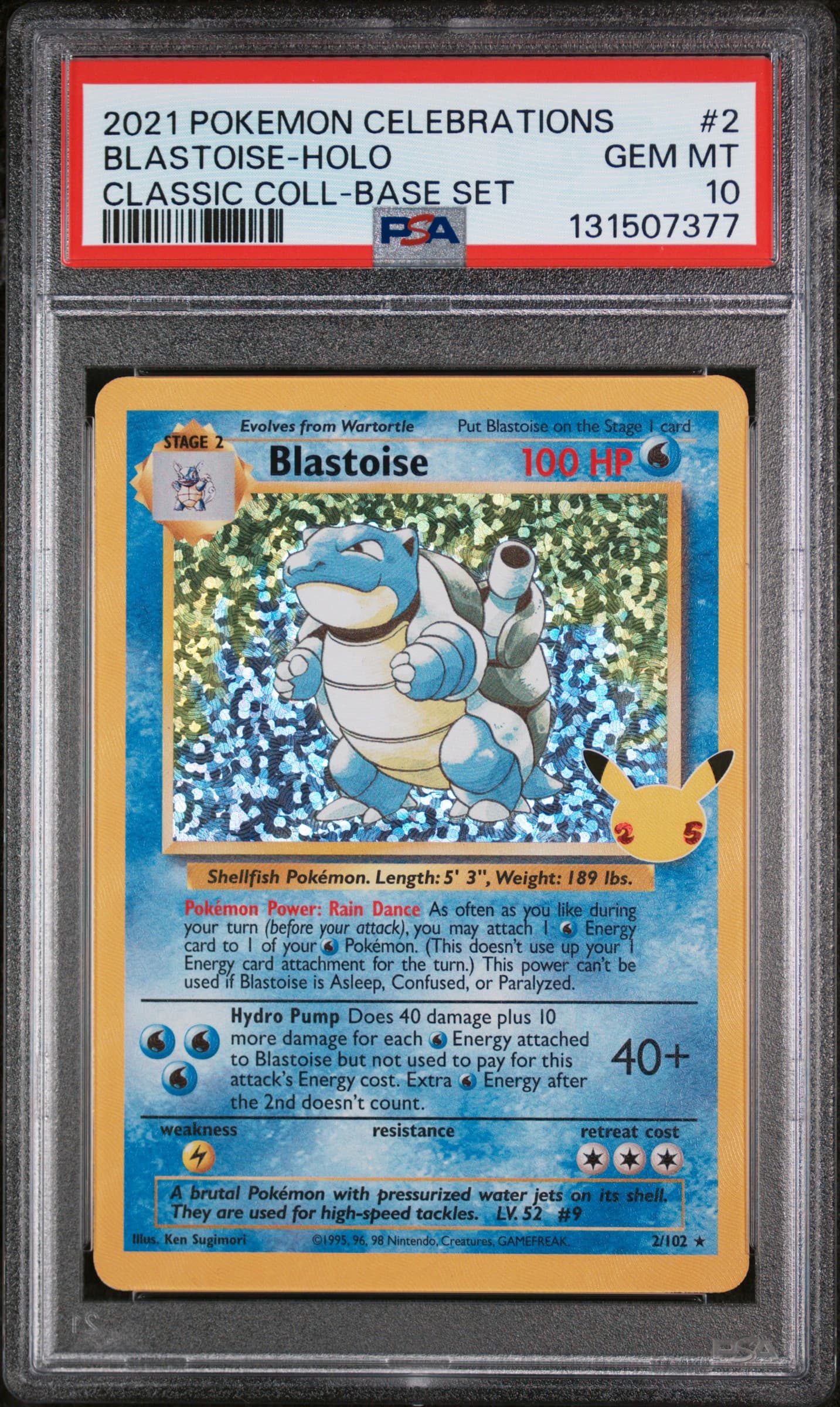 2021 POKEMON CELEBRATIONS CLASSIC COLLECTION BLASTOISE-HOLO #2 CLASSIC COLL-BASE SET GEM MT 10 131507377