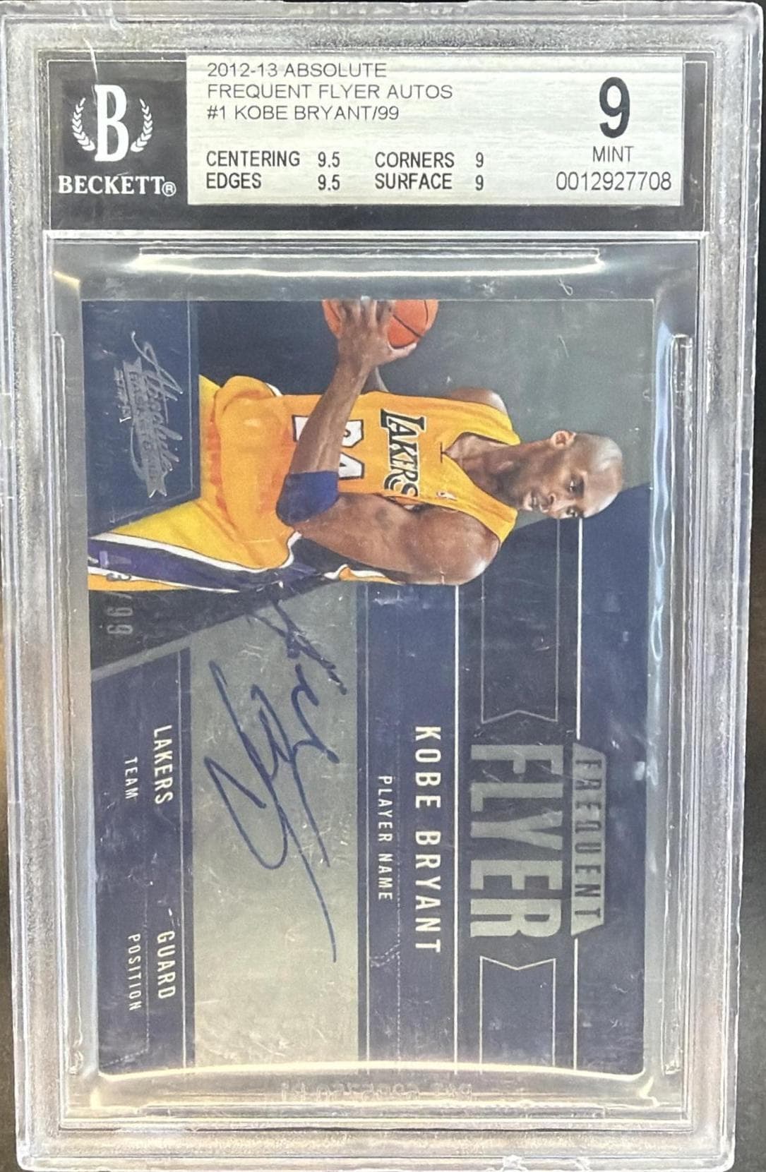2012-13 Absolute Kobe Bryant Frequent Flyers Auto /99 #1 BGS 9