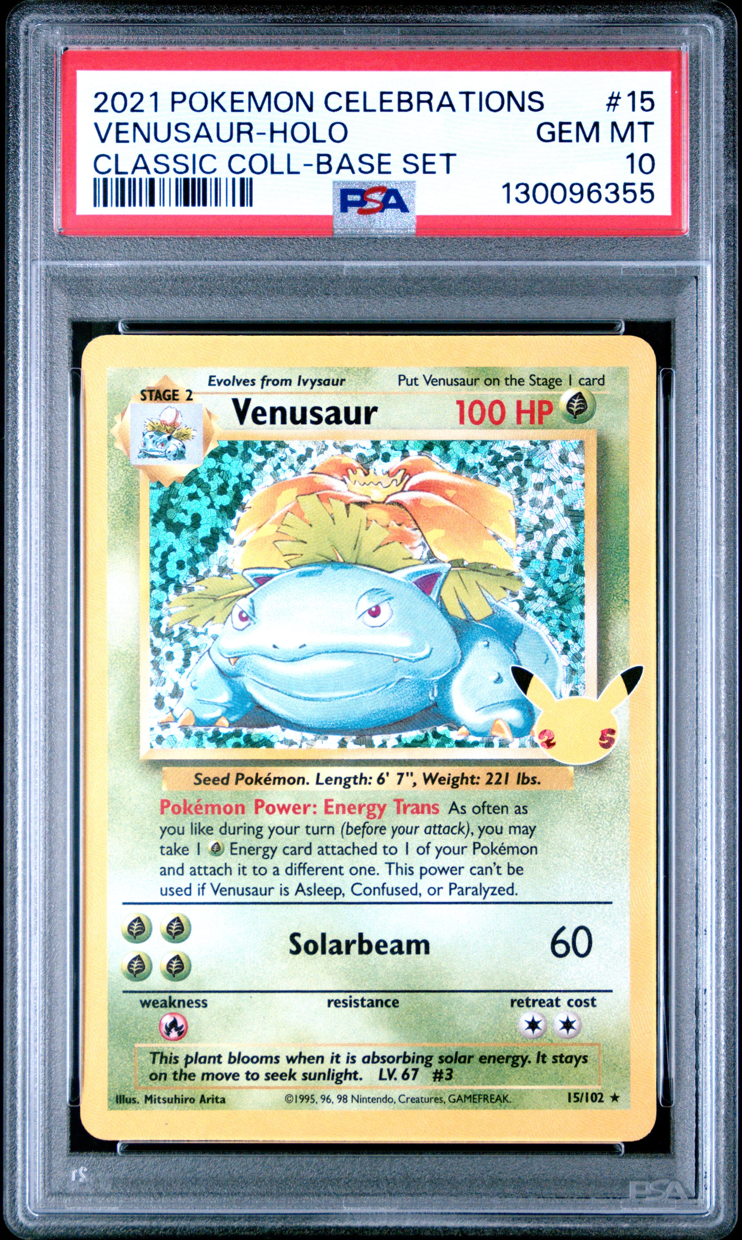 2021 POKEMON CELEBRATIONS CLASSIC COLLECTION VENUSAUR-HOLO #15 CLASSIC COLL-BASE SET GEM MT 10 130096355