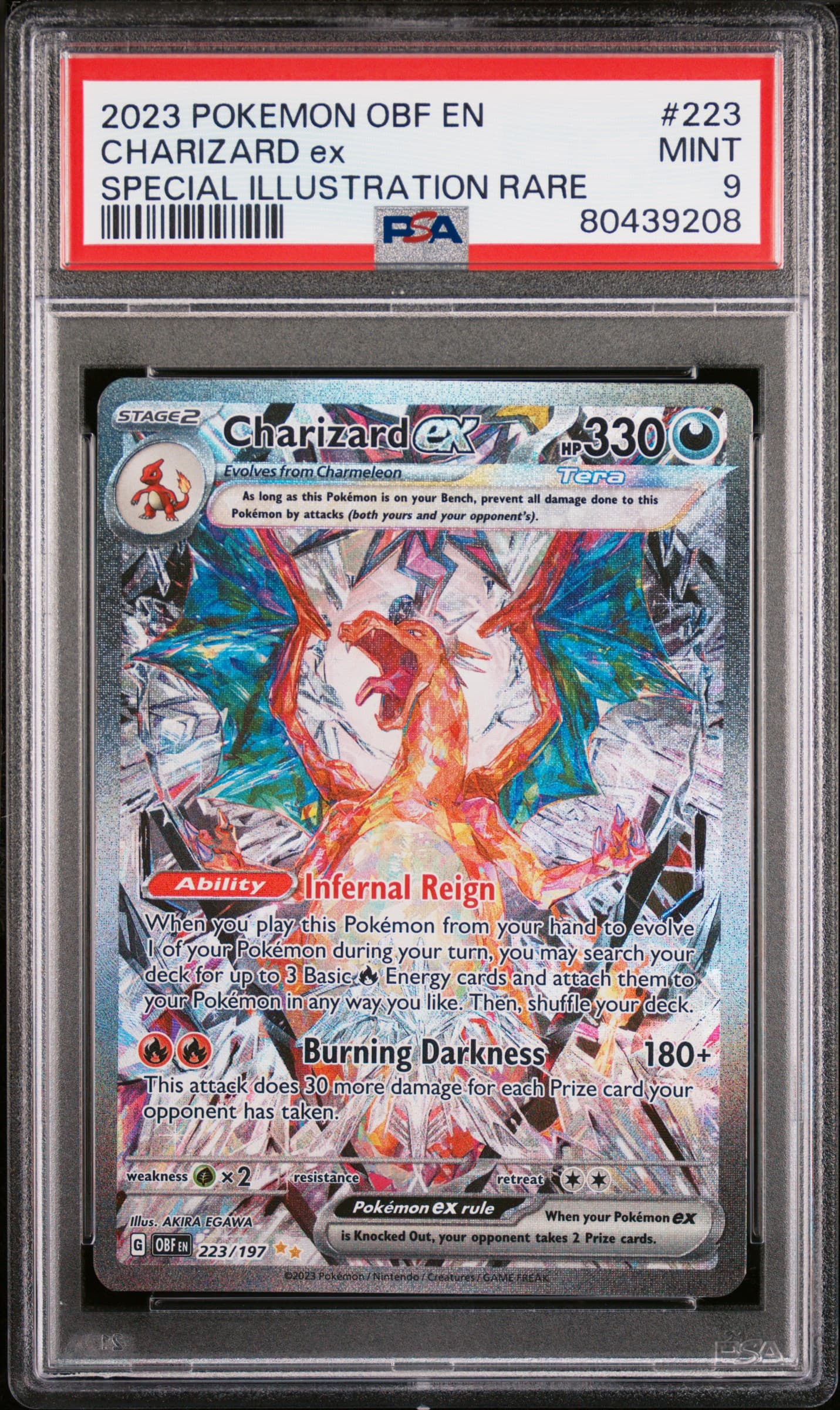 2023 POKEMON OBF EN-OBSIDIAN FLAMES CHARIZARD ex #223 SPECIAL ILLUSTRATION RARE MINT 9 80439208