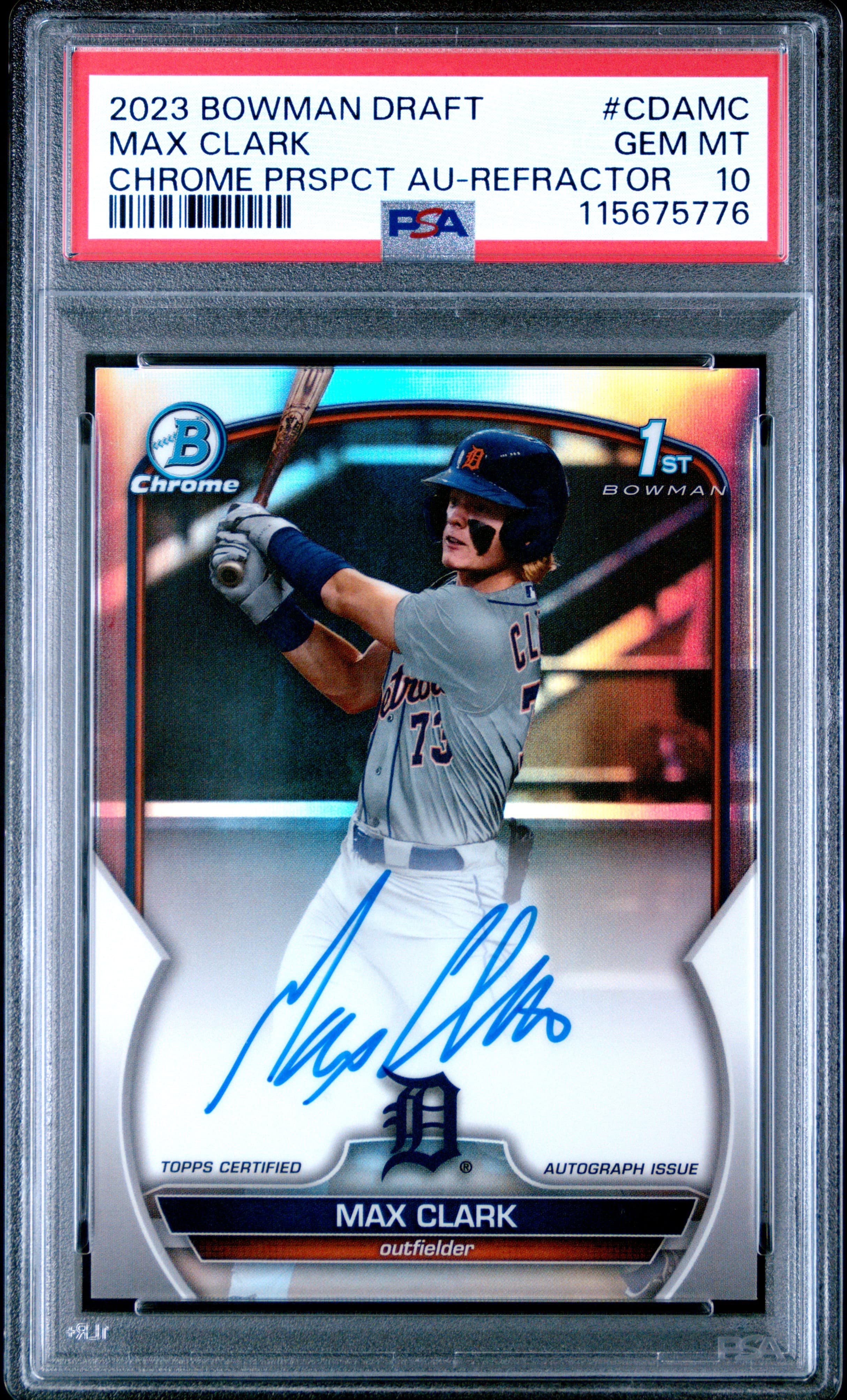 2023 BOWMAN DRAFT CHROME PROSPECT AUTOGRAPH MAX CLARK #CDAMC CHROME PRSPCT AU-REFRACTOR GEM MT 10 115675776