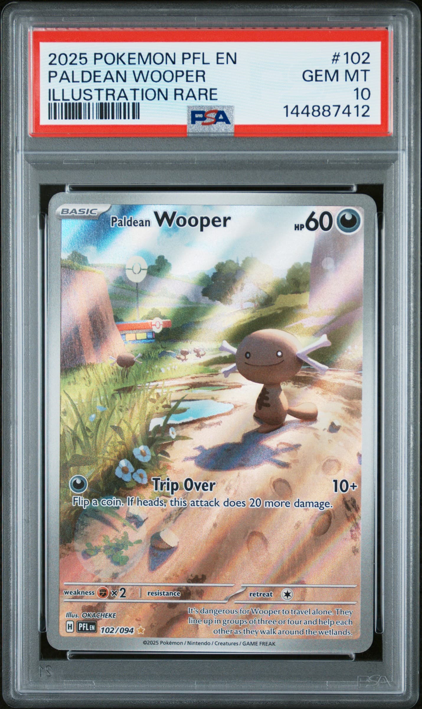 2025 POKEMON PFL EN-PHANTASMAL FLAMES PALDEAN WOOPER #102 ILLUSTRATION RARE GEM MT 10 144887412