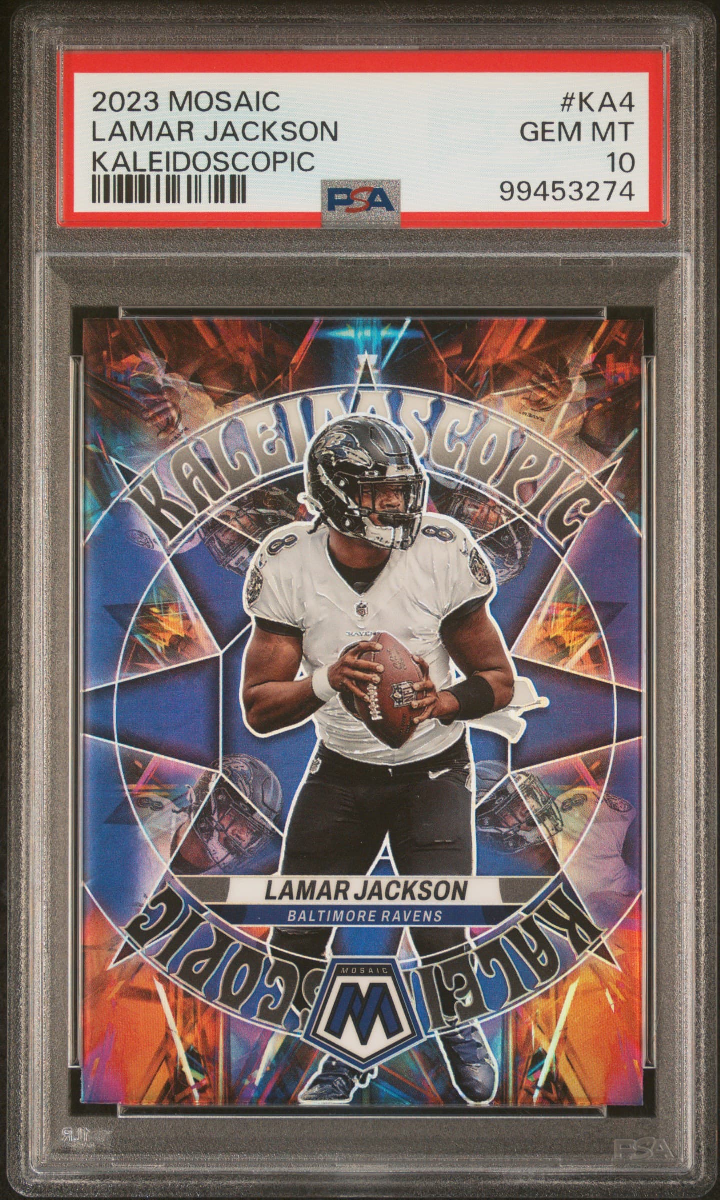 2023 PANINI MOSAIC KALEIDOSCOPIC LAMAR JACKSON #KA4 GEM MT 10 99453274