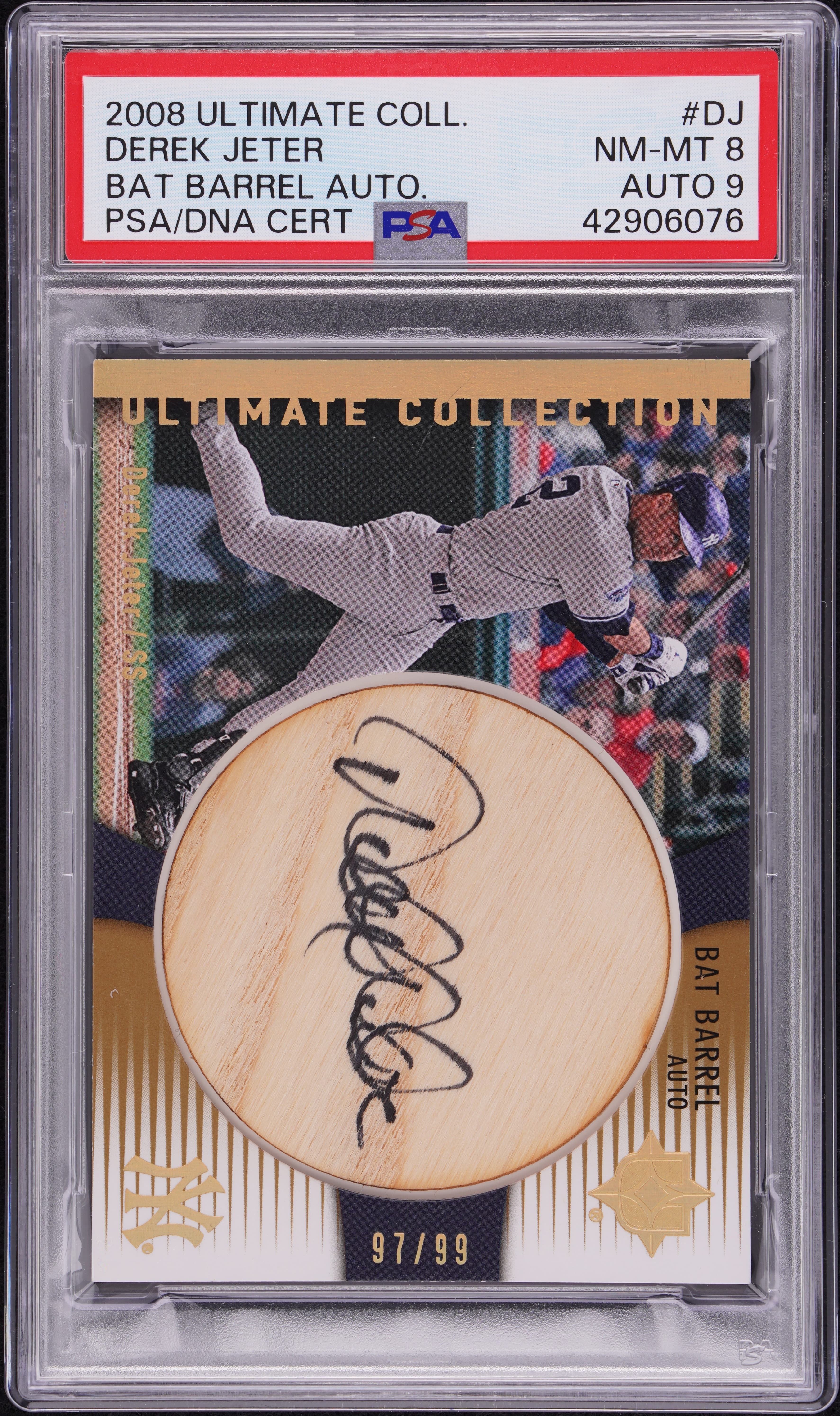 2008 ULTIMATE COLLECTION BAT BARREL AUTO. DEREK JETER #DJ BAT BARREL AUTO. NM-MT 8 42906076