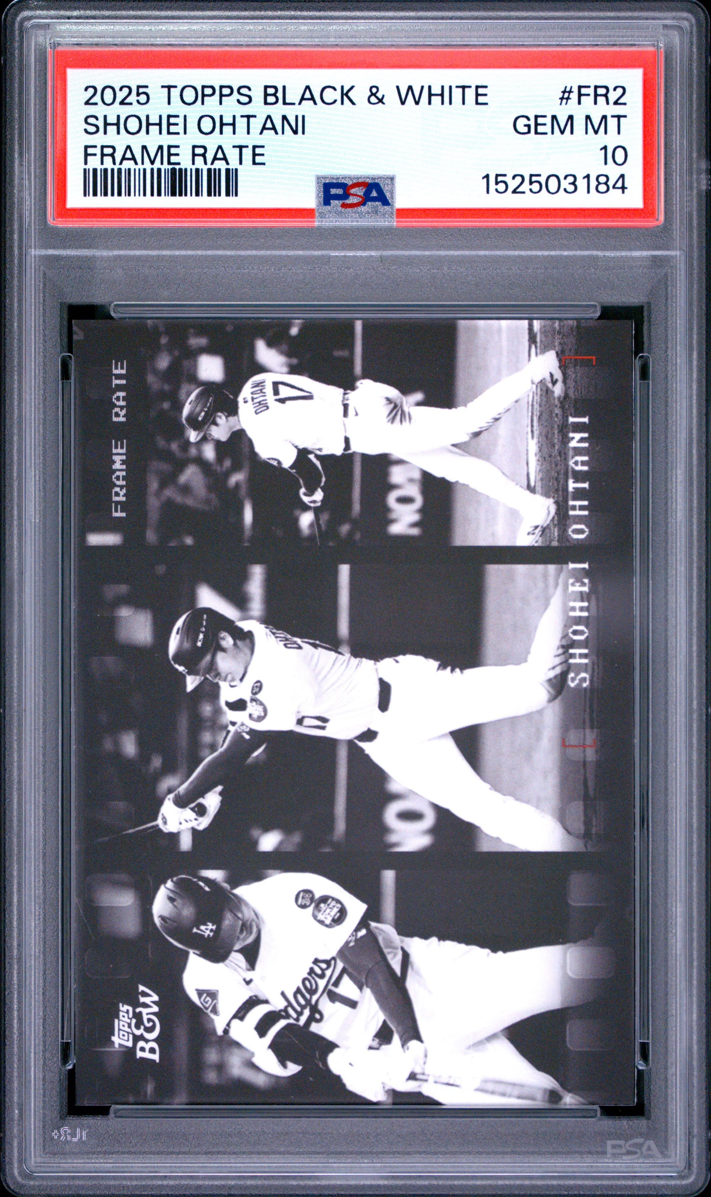 2025 TOPPS BLACK AND WHITE FRAME RATE SHOHEI OHTANI #FR2 GEM MT 10 152503184