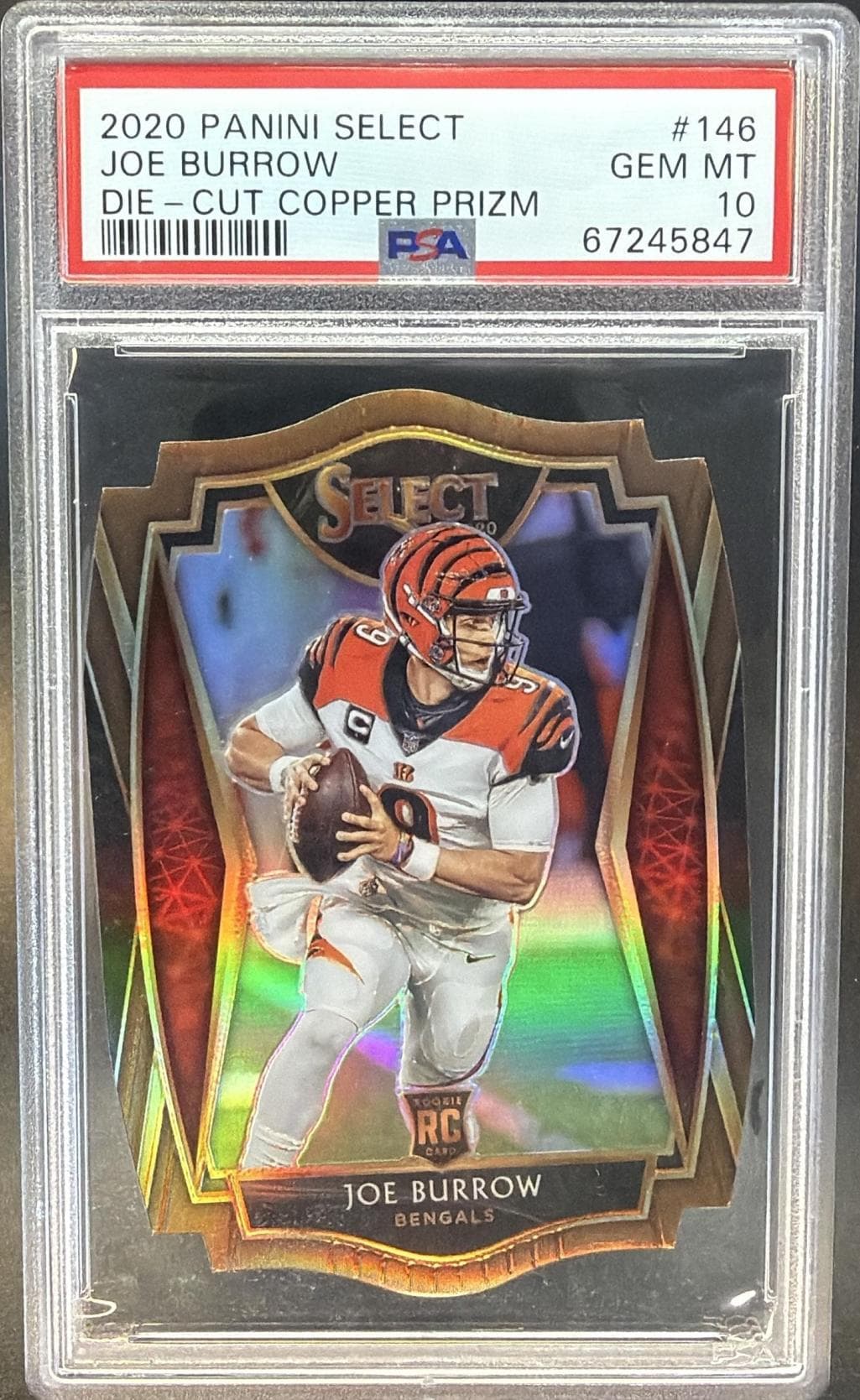 2020 PANINI SELECT JOE BURROW #146 DIE-CUT COPPER PRIZM GEM MT 10 67245847