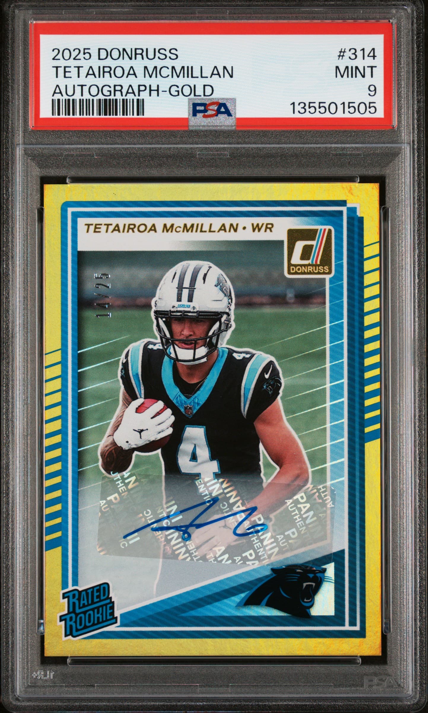 2025 PANINI DONRUSS TETAIROA MCMILLAN #314 AUTOGRAPH-GOLD MINT 9 135501505