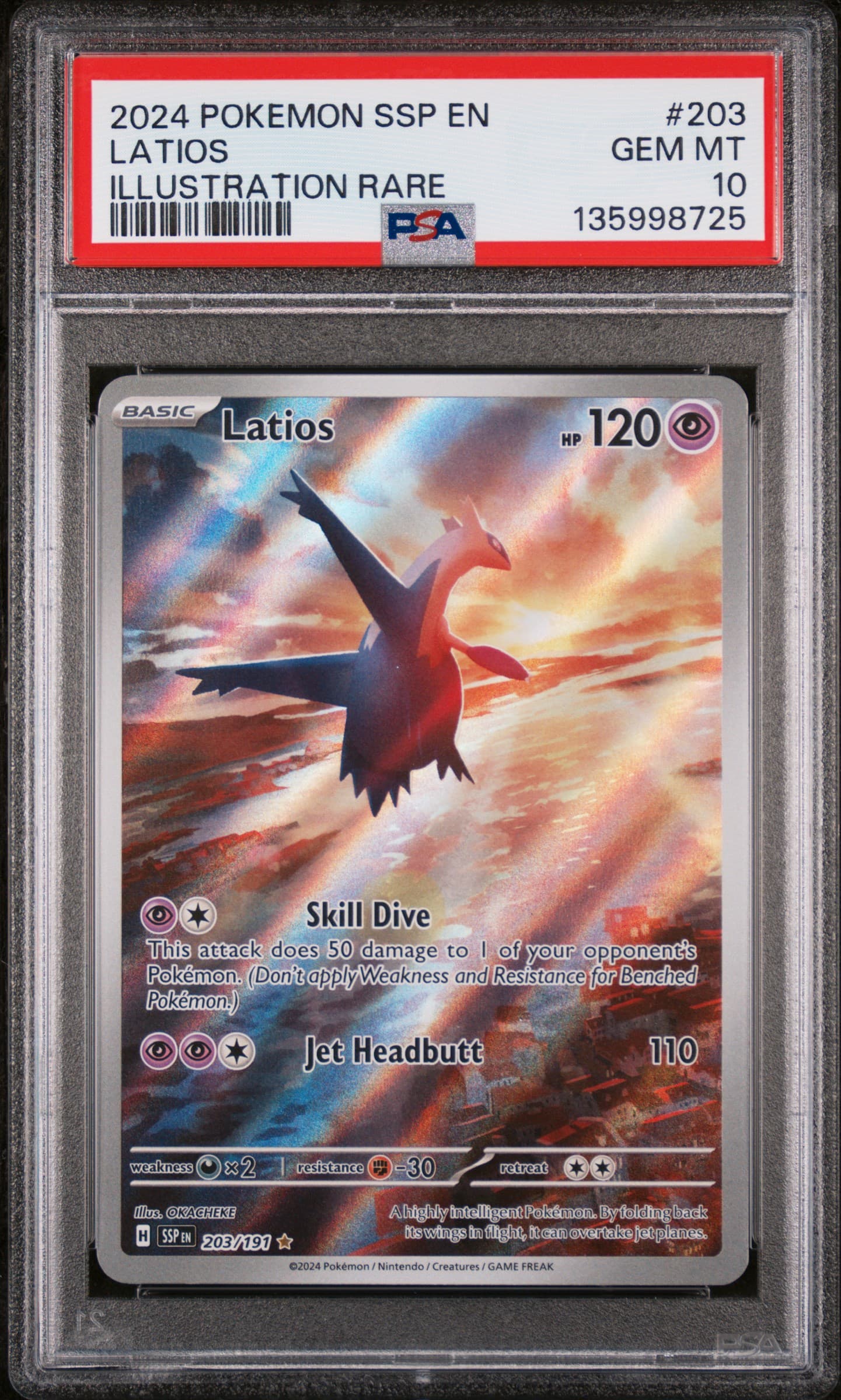 2024 POKEMON SSP EN-SURGING SPARKS LATIOS #203 ILLUSTRATION RARE GEM MT 10 135998725