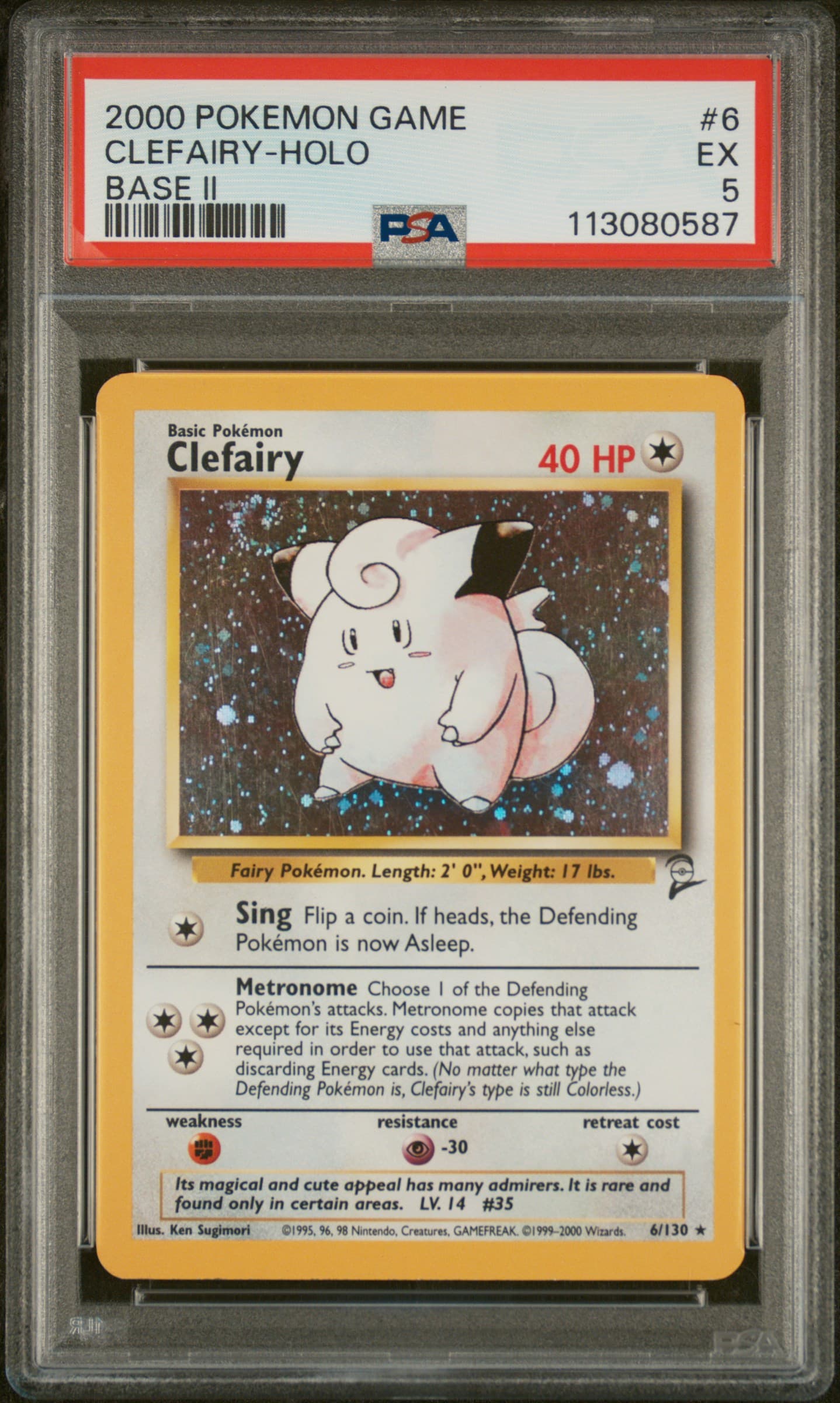 2000 POKEMON GAME BASE II CLEFAIRY-HOLO #6 BASE II EX 5 113080587