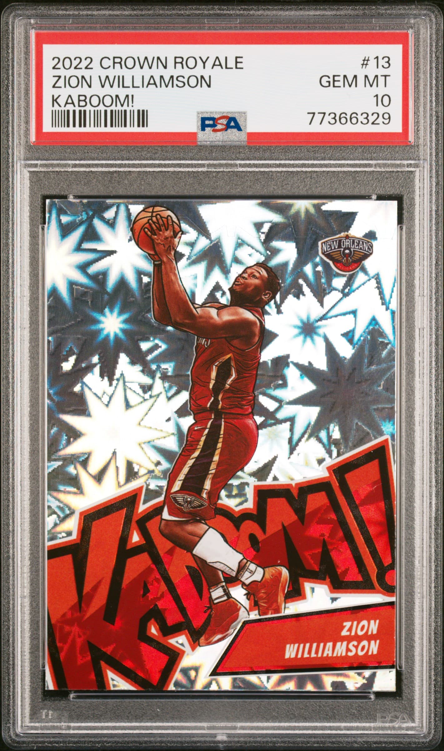 2022 PANINI CROWN ROYALE KABOOM! ZION WILLIAMSON #13 KABOOM! GEM MT 10 77366329