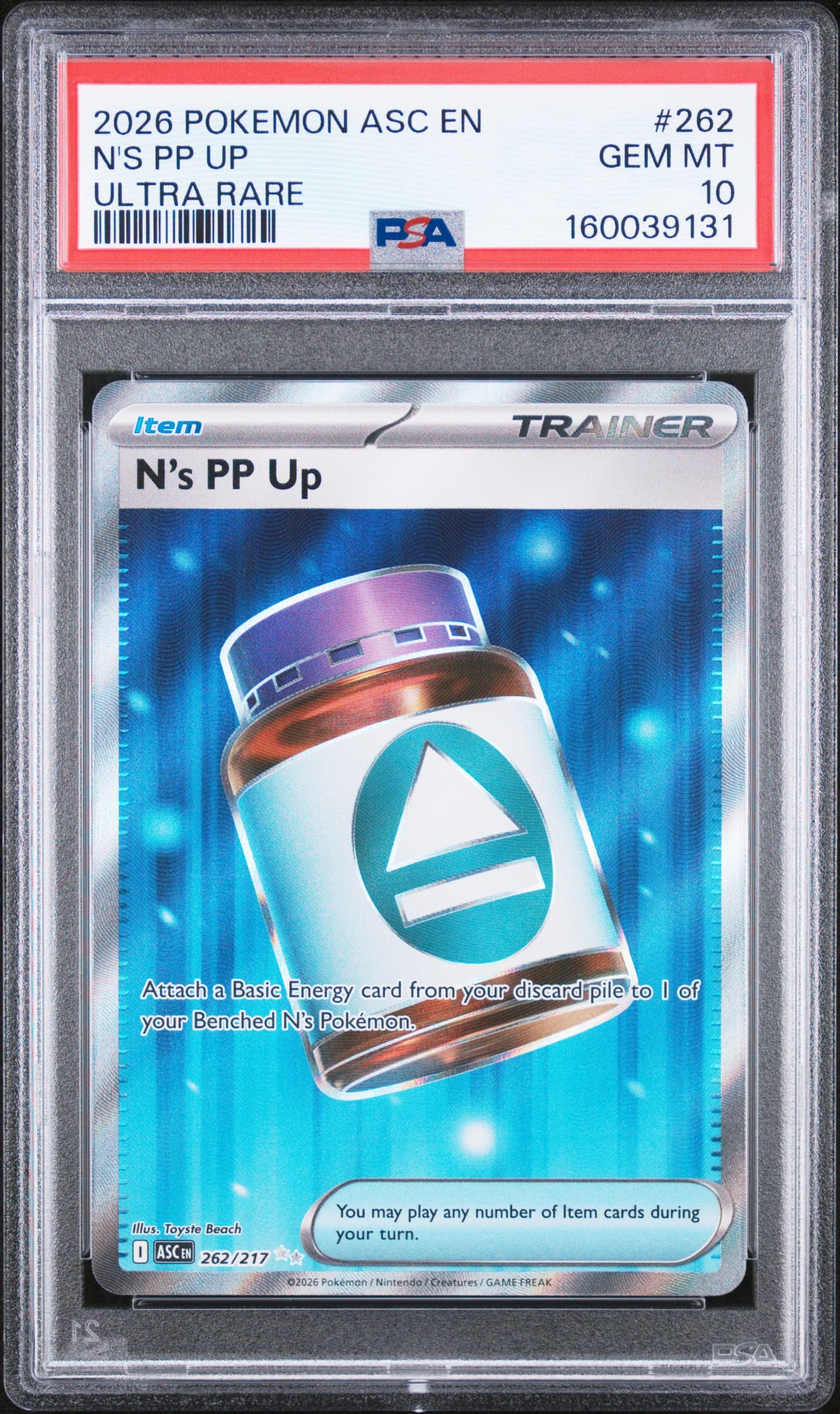 2026 POKEMON ASC EN-ASCENDED HEROES N'S PP UP #262 ULTRA RARE GEM MT 10 160039131